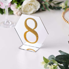 Decorative Rhinestone Number "8" Stickers, Glitter Adhesive Craft Numbers Gold DIY Sparkle Embellishments 4"