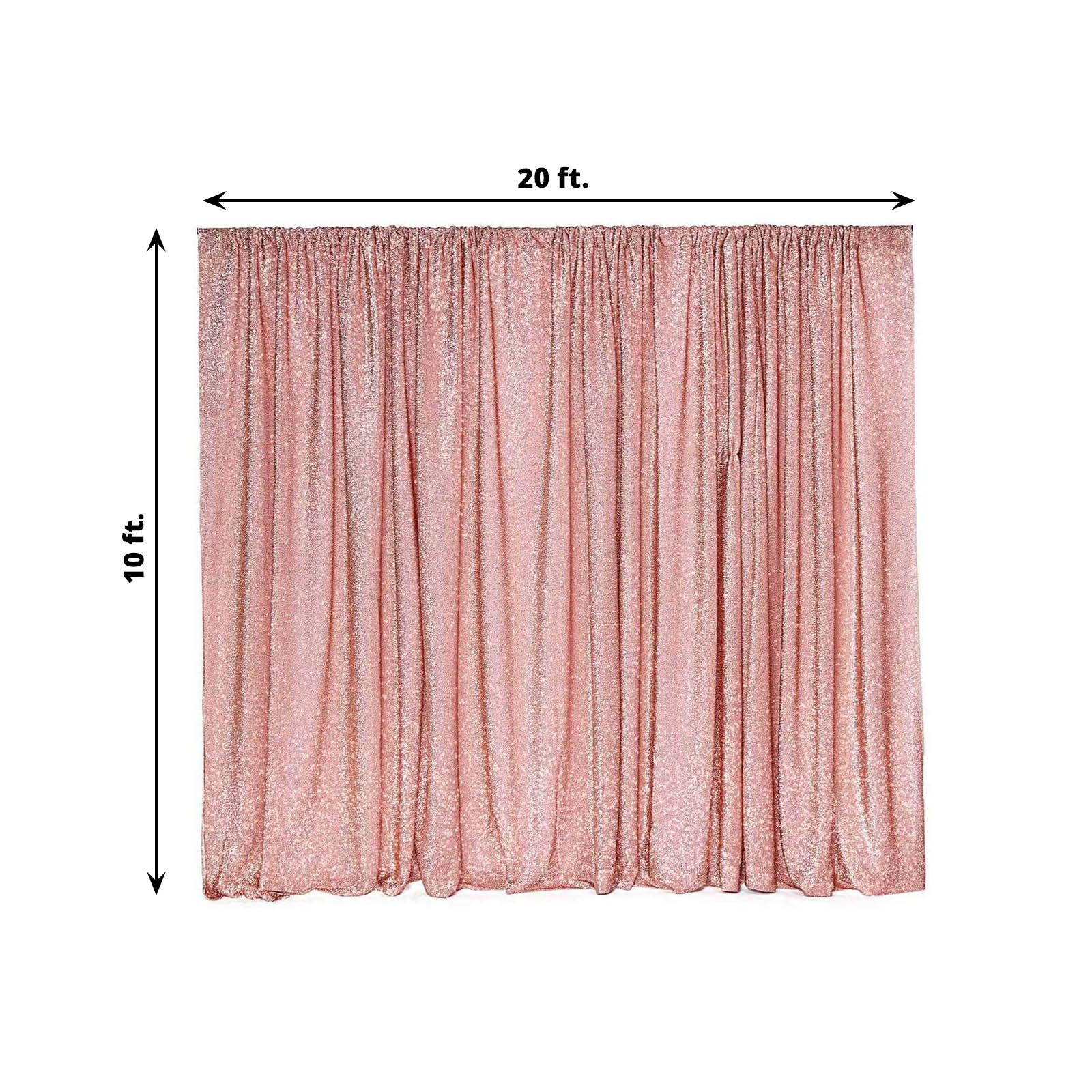 20ftx10ft Rose Gold Metallic Shimmer Tinsel Event Curtain Drapes, Backdrop Event Panel