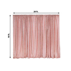 20ftx10ft Rose Gold Metallic Shimmer Tinsel Event Curtain Drapes, Backdrop Event Panel