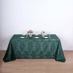 Sequin 90"x132" Rectangle Tablecloth Hunter Emerald Green - Seamless Diamond Table Cover