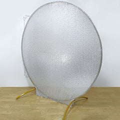 7.5ft Metallic Silver Sparkle Sequin Round Wedding Arch Cover, Shiny Shimmer Photo Backdrop Stand Cover, 2-Sided Custom Fit