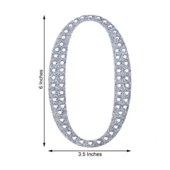 Decorative Rhinestone Number "0" Stickers, Glitter Adhesive Craft Numbers Silver DIY Sparkle Embellishments 6"
