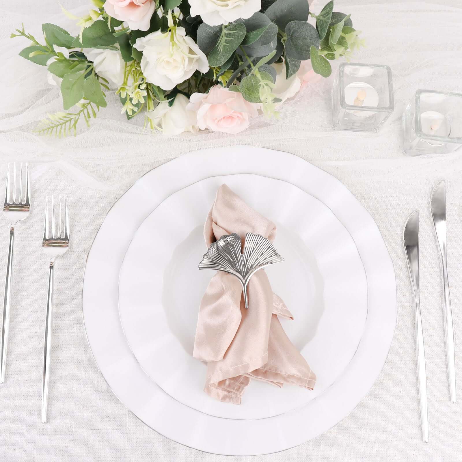 24 Pack 8" Glossy Silver Heavy Duty Plastic Silverware Forks, Shiny Cutlery, Premium Disposable Flatware