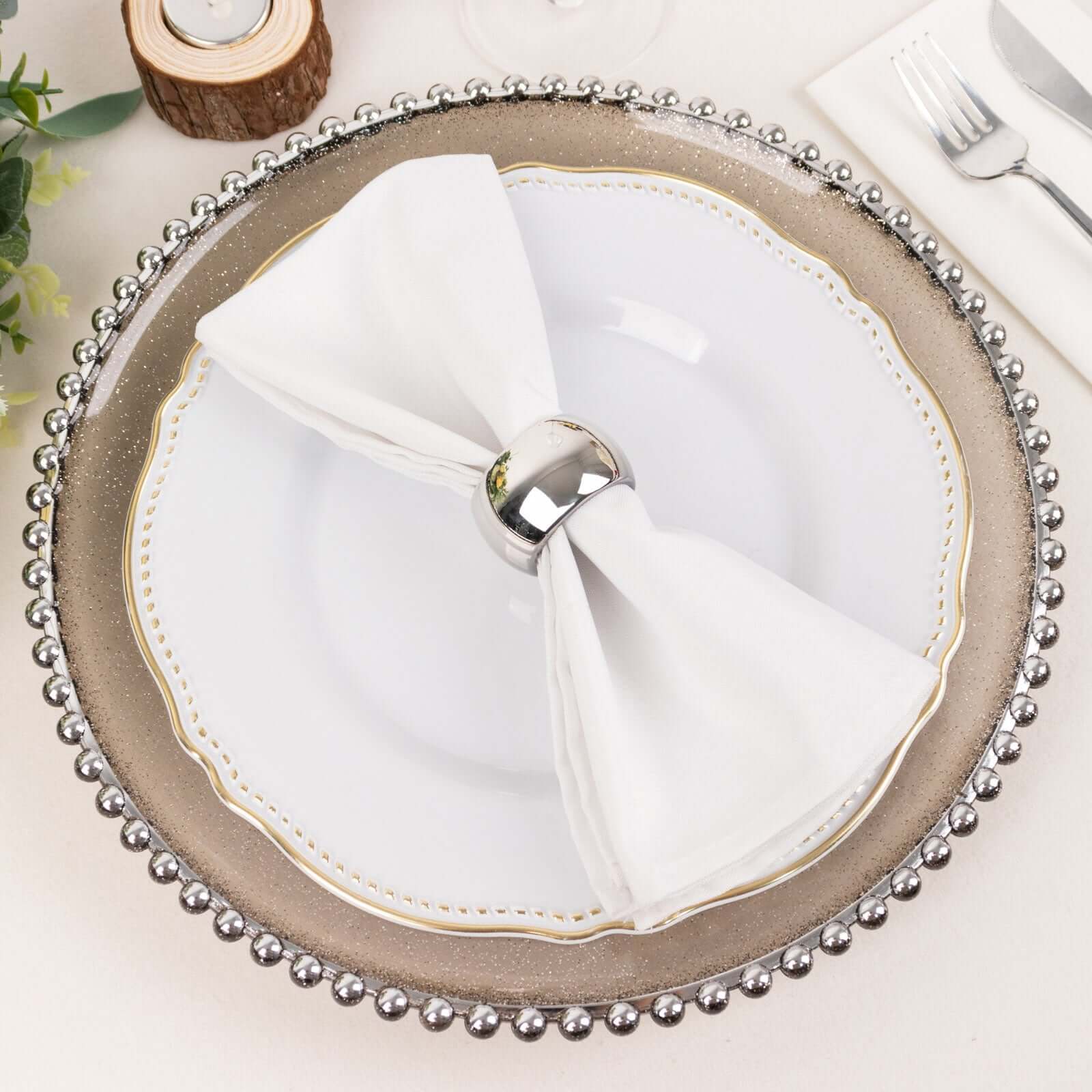 4 Pack Shiny Metallic Silver Acrylic Napkin Rings