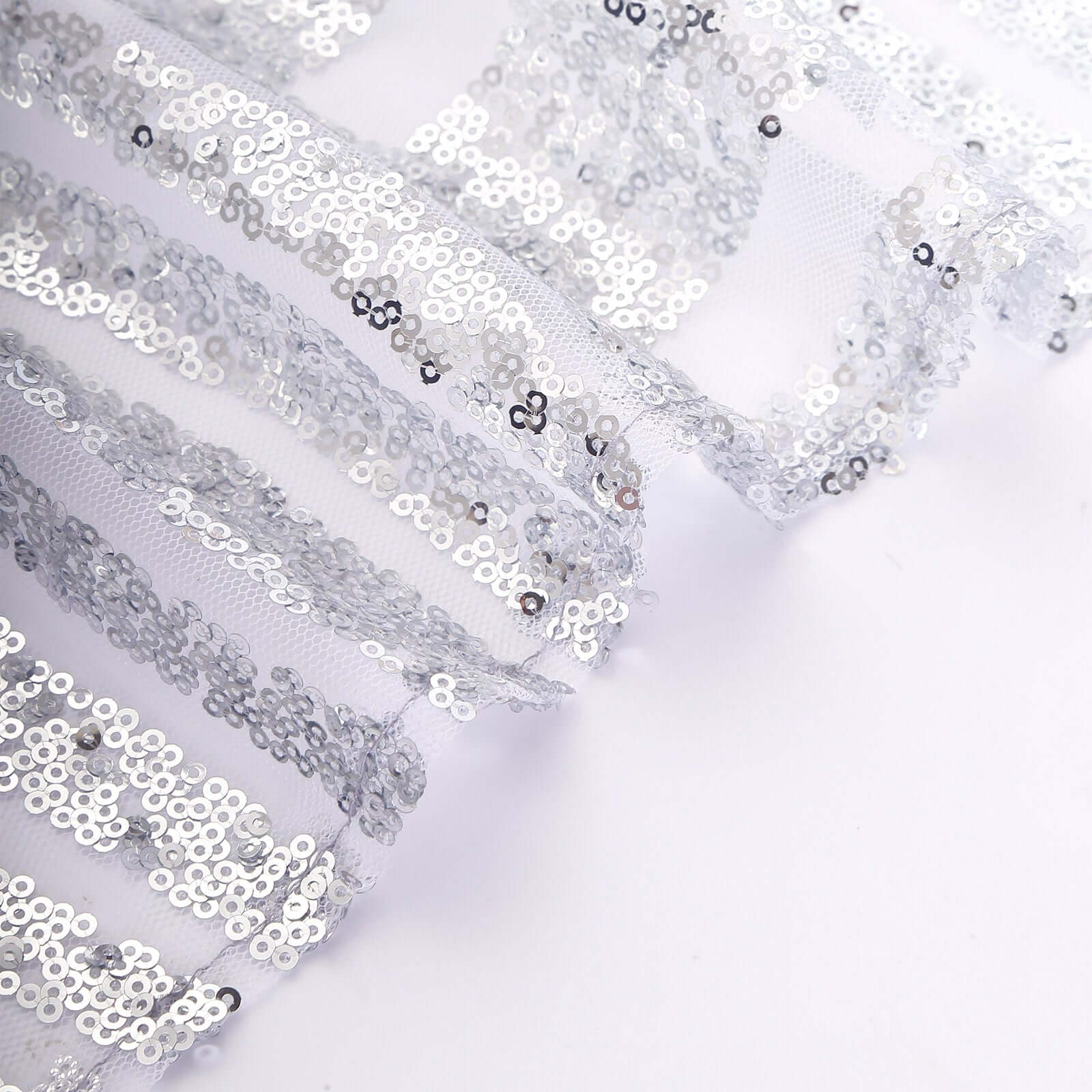 5 Pack Glitz Sequin Chair Sashes with Geometric Diamond Design 6"x88"Silver