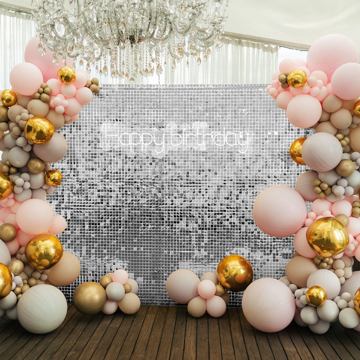 Shiny Silver Square Sequin Shimmer Wall Party Photo Backdrop, 24sq.ft Active Spangle Wall Art Décor Panels - 24 Panels