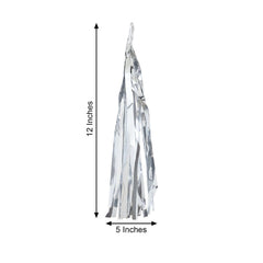 7.5ft Long Metallic Silver Foil Tassels Fringe Garland, Tinsel Streamer Party Backdrop Decorations