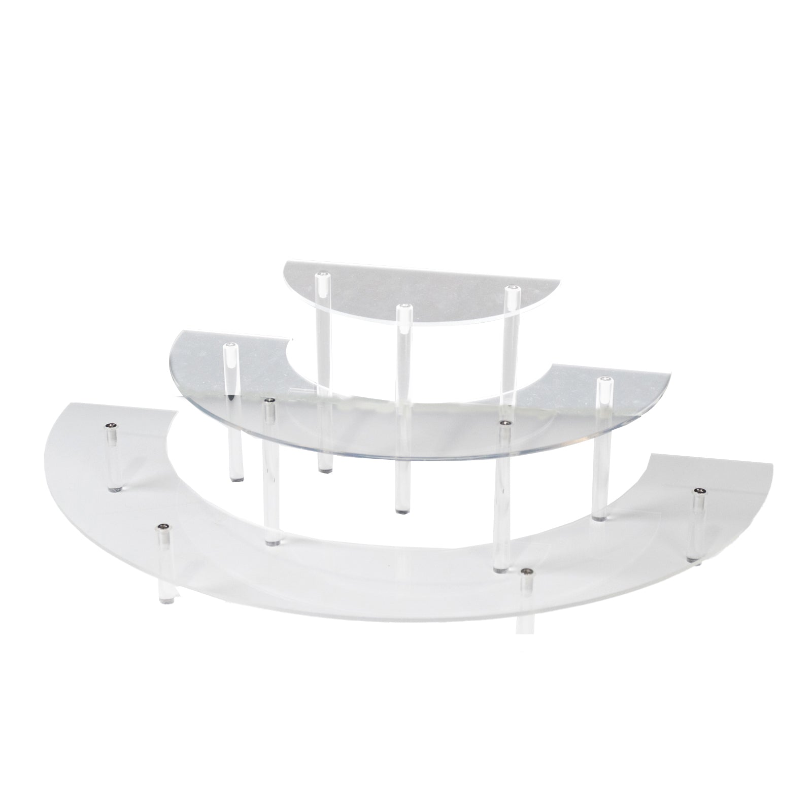Set of 3 Acrylic Half-Moon Display Riser Stands – 3-Tier Clear Dessert Pedestal for Cakes, Collectibles & Figurines - 7",13",18"