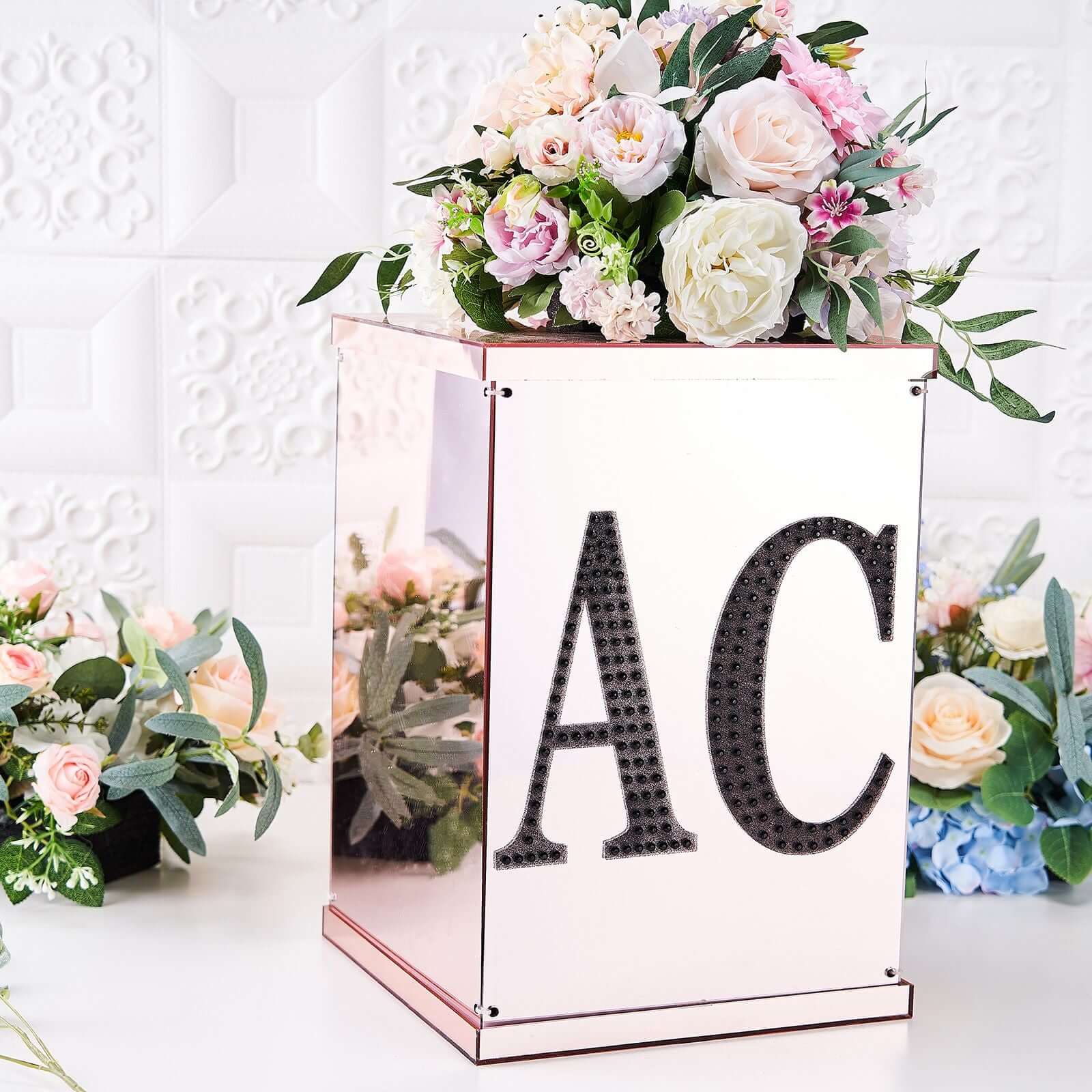 Decorative Rhinestone Alphabet "A" Letter Stickers, Glitter Adhesive Craft Letters Black DIY Sparkle Embellishments 8"
