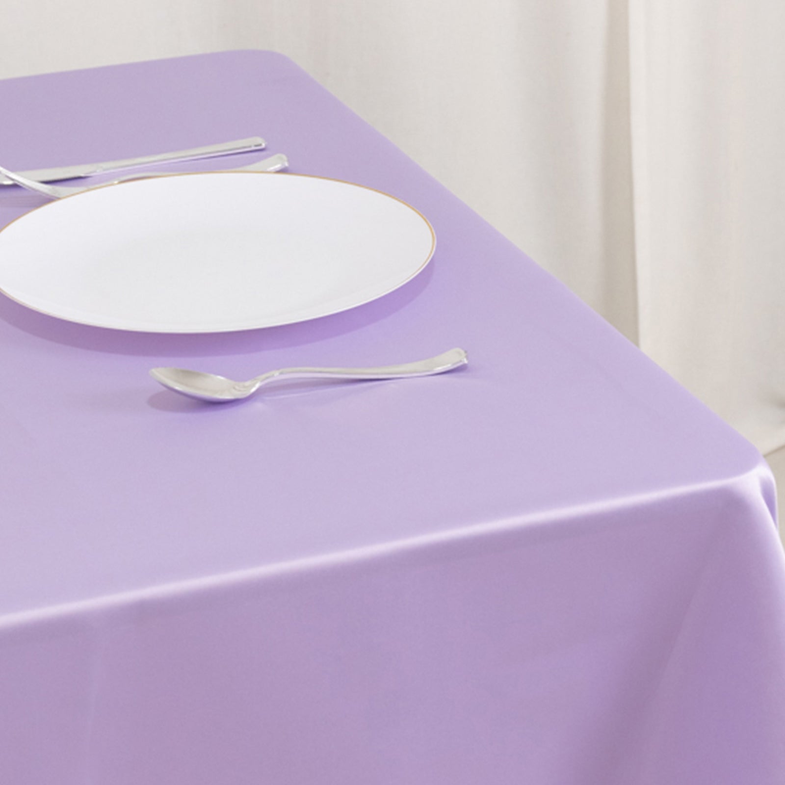 Lamour Satin 54"x54" Table Overlay Square Tablecloth Lavender Lilac - Durable & Silk-Like Table Cover