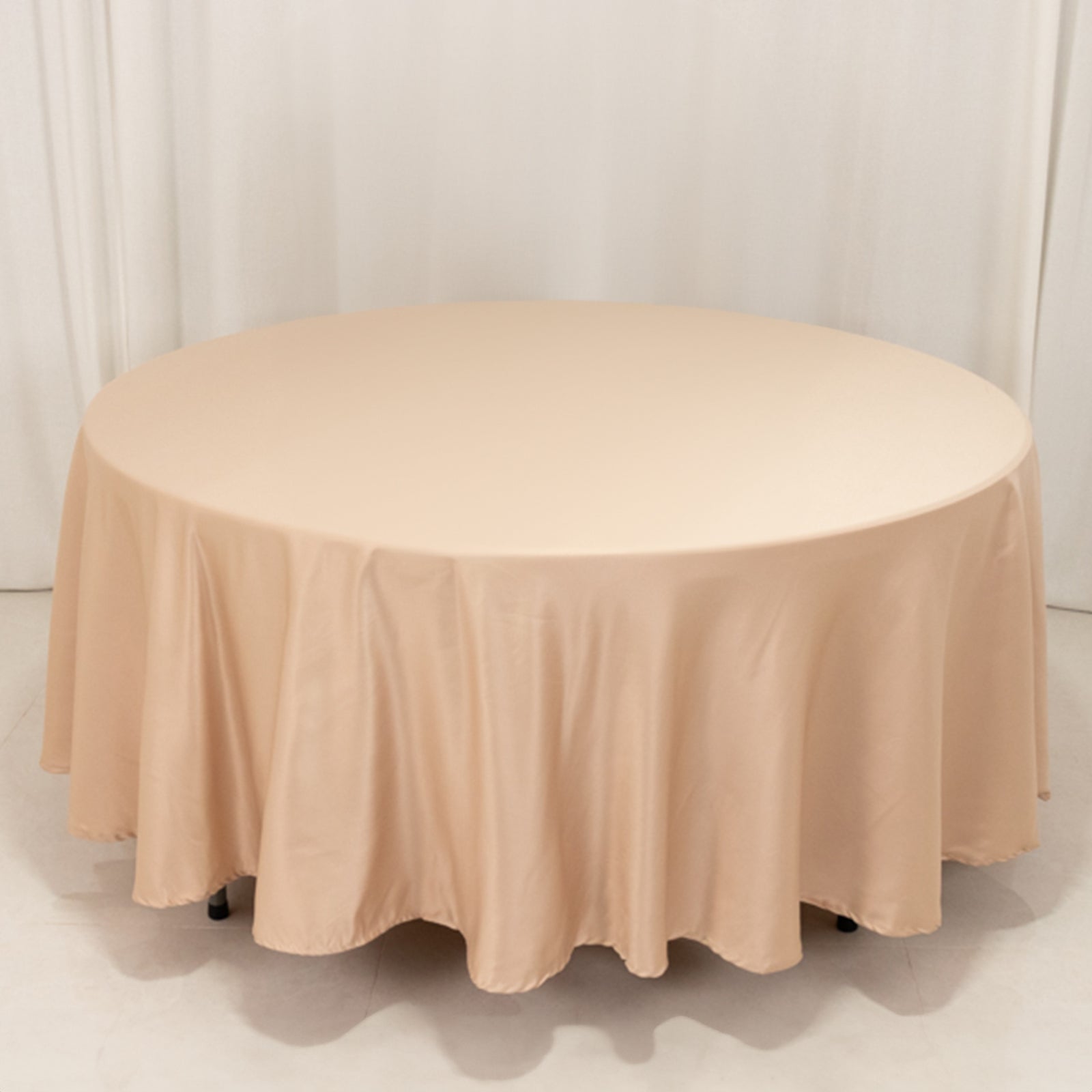 Lamour Satin 108" Round Tablecloth Nude - Durable & Silk-Like Table Cover