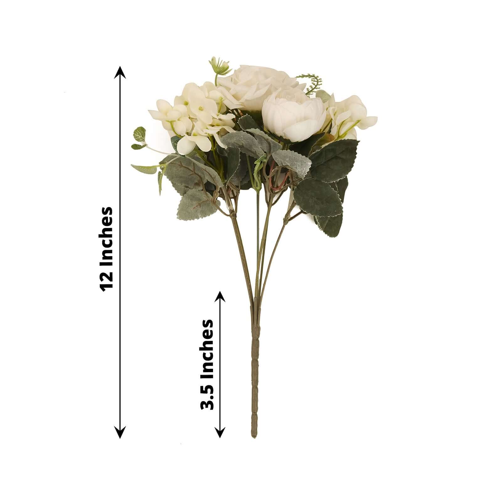 2 Pack Artificial Rose & Peony Floral Arrangements – 12" Ivory Silk Bouquets for Weddings & Home Décor