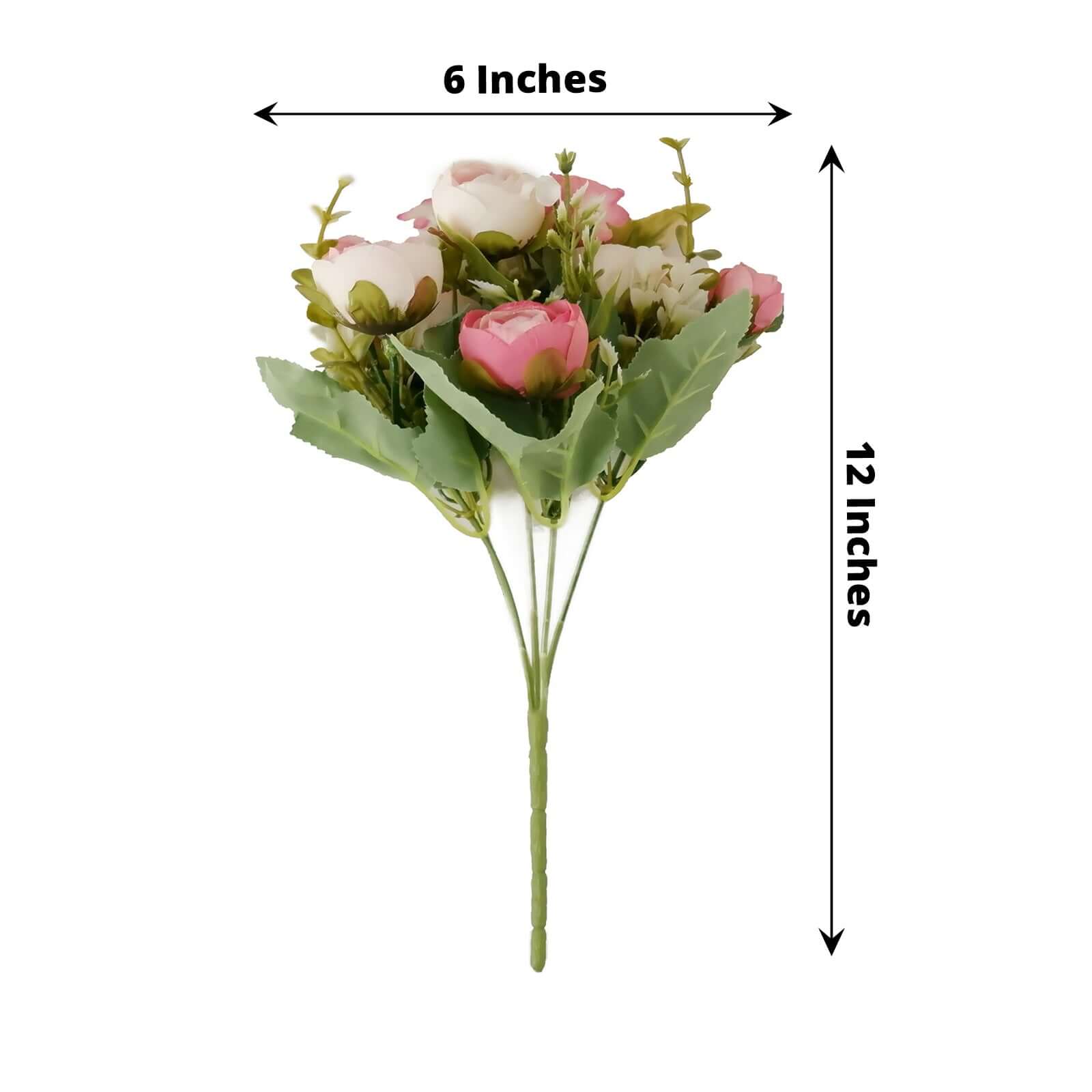 4 Pack 12" Artificial Pink Ranunculus Silk Flower Bridal Bouquets, Faux Buttercup Floral Arrangement