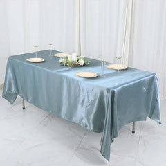 Satin Rectangular 60"x102" Tablecloth Dusty Blue - Smooth and Lustrous Table Cover