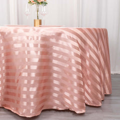 Satin Striped 120" Round Tablecloth Dusty Rose - Silky Smooth Seamless Table Cover