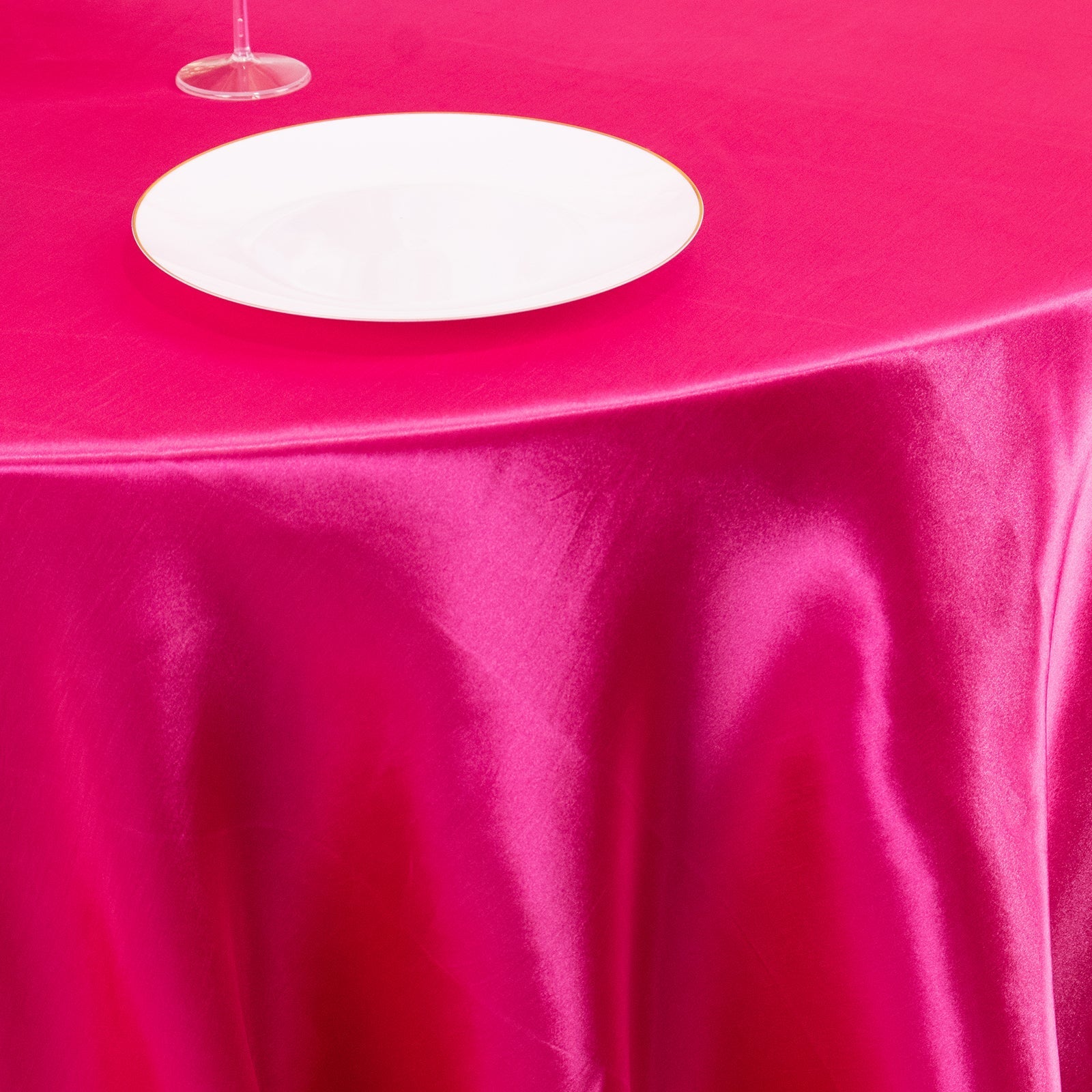 Satin 132" Round Tablecloth Fuchsia - Stylish Seamless Table Cover