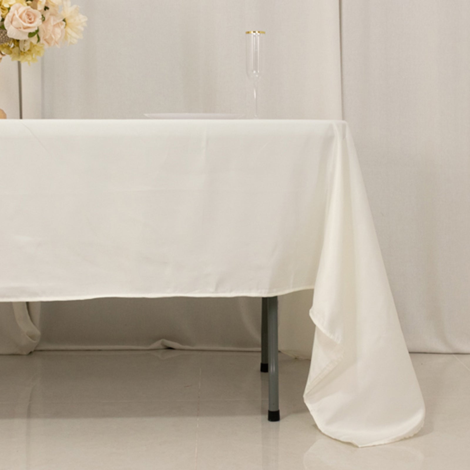 Lamour Satin 60"x126" Rectangle Tablecloth Ivory - Soft & Silk-Like Table Cover