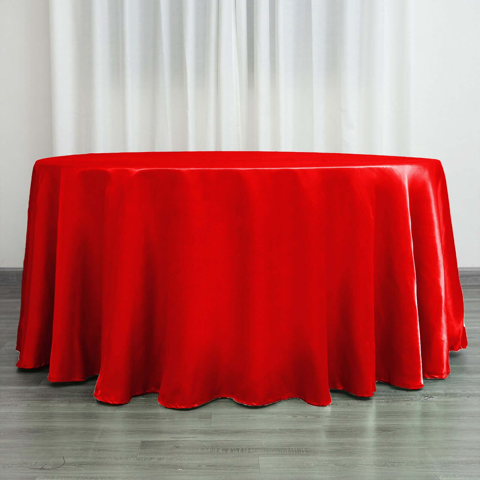 Satin 120" Round Tablecloth Red - Stylish Seamless Table Cover