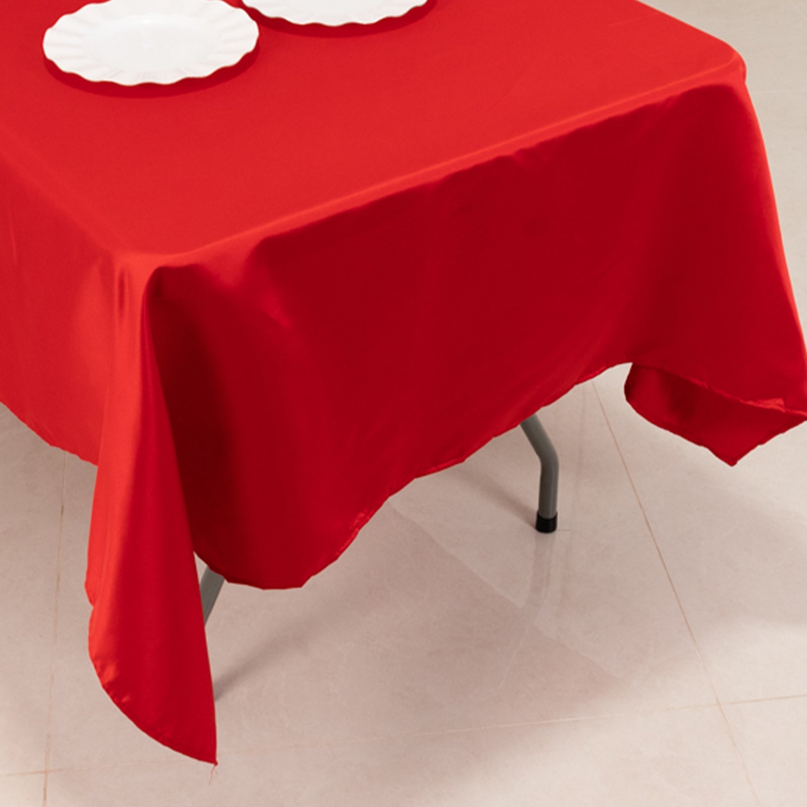 Lamour Satin 60"x102" Rectangle Tablecloth Red - Durable & Silky Soft Feel Table Cover
