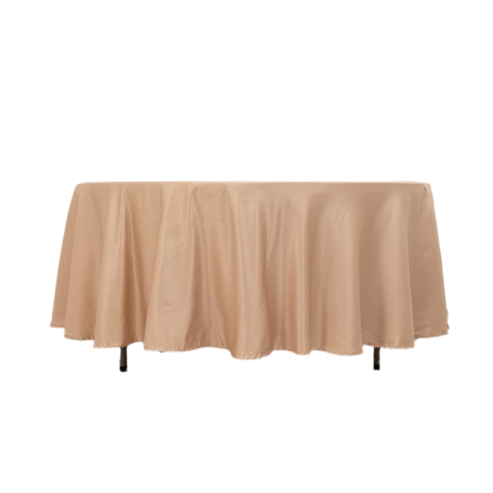 Lamour Satin 108" Round Tablecloth Nude - Durable & Silk-Like Table Cover