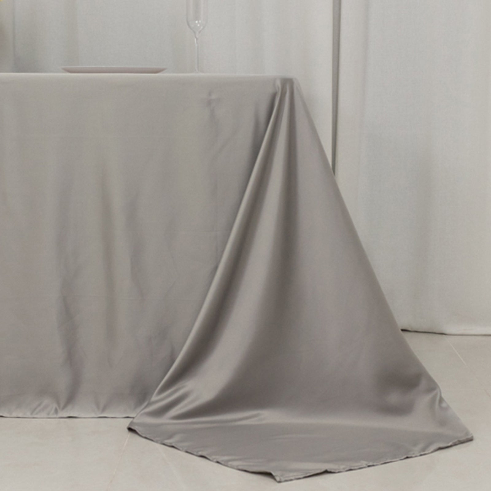 Lamour Satin 90"x132" Rectangle Tablecloth Silver - Soft & Silk-Like Seamless Table Cover