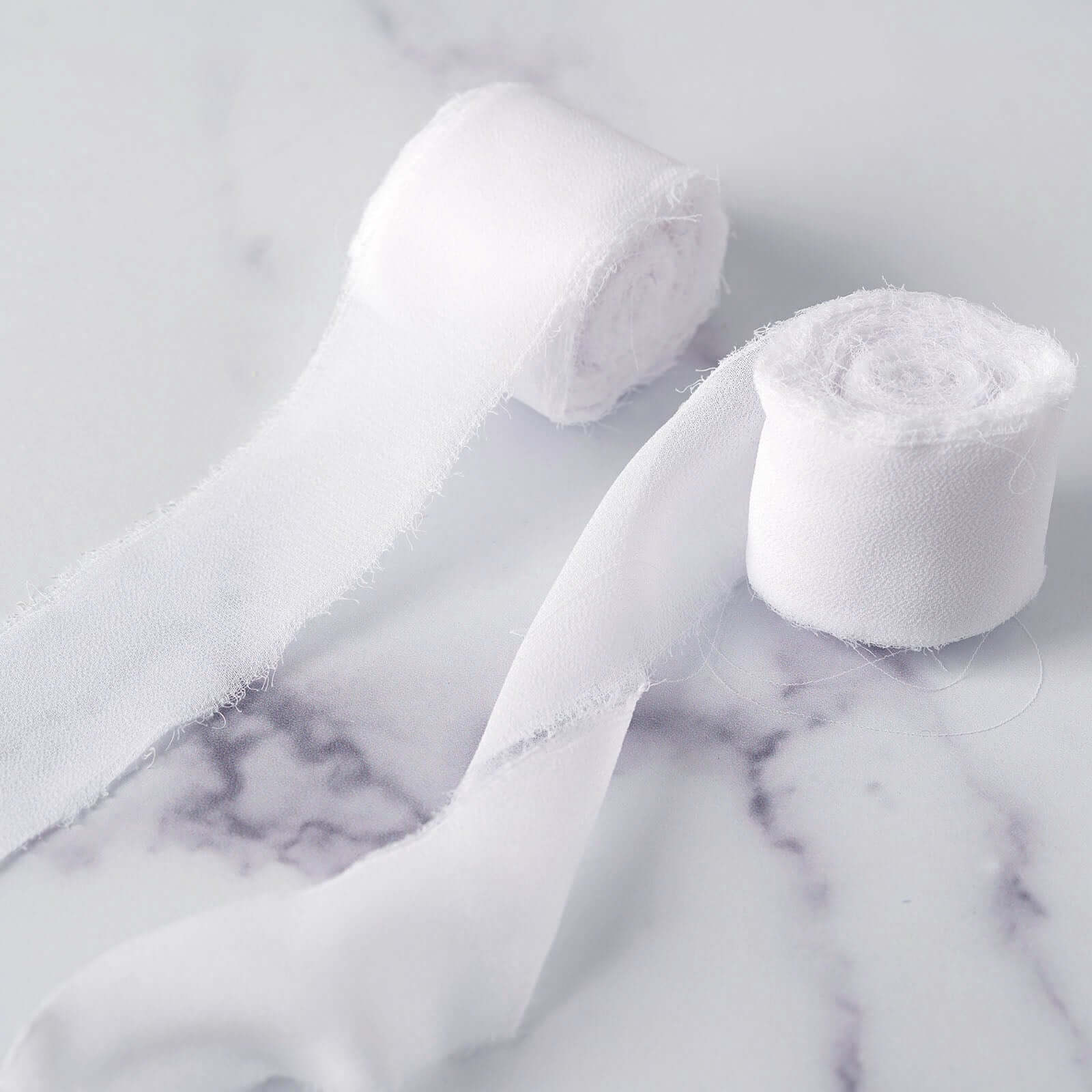2 Pack 6yd White Silk-Like Chiffon Linen Ribbon Roll For Bouquets, Wedding Invitations Gift Wrapping