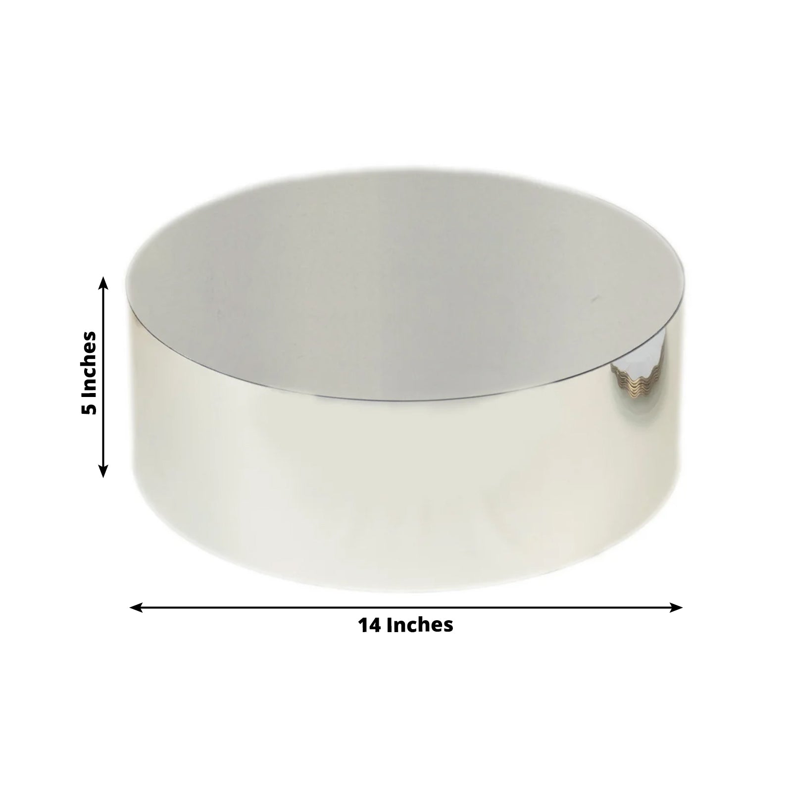 Acrylic Cake Stand Display Box 14" Round - Mirror Finish Silver, Versatile Pedestal Riser for Events