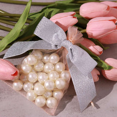 50 Pcs 4" Nylon Ribbon Bows With Twist Ties, Gift Basket Party Favor Bags Decor - Silver Glitter Design