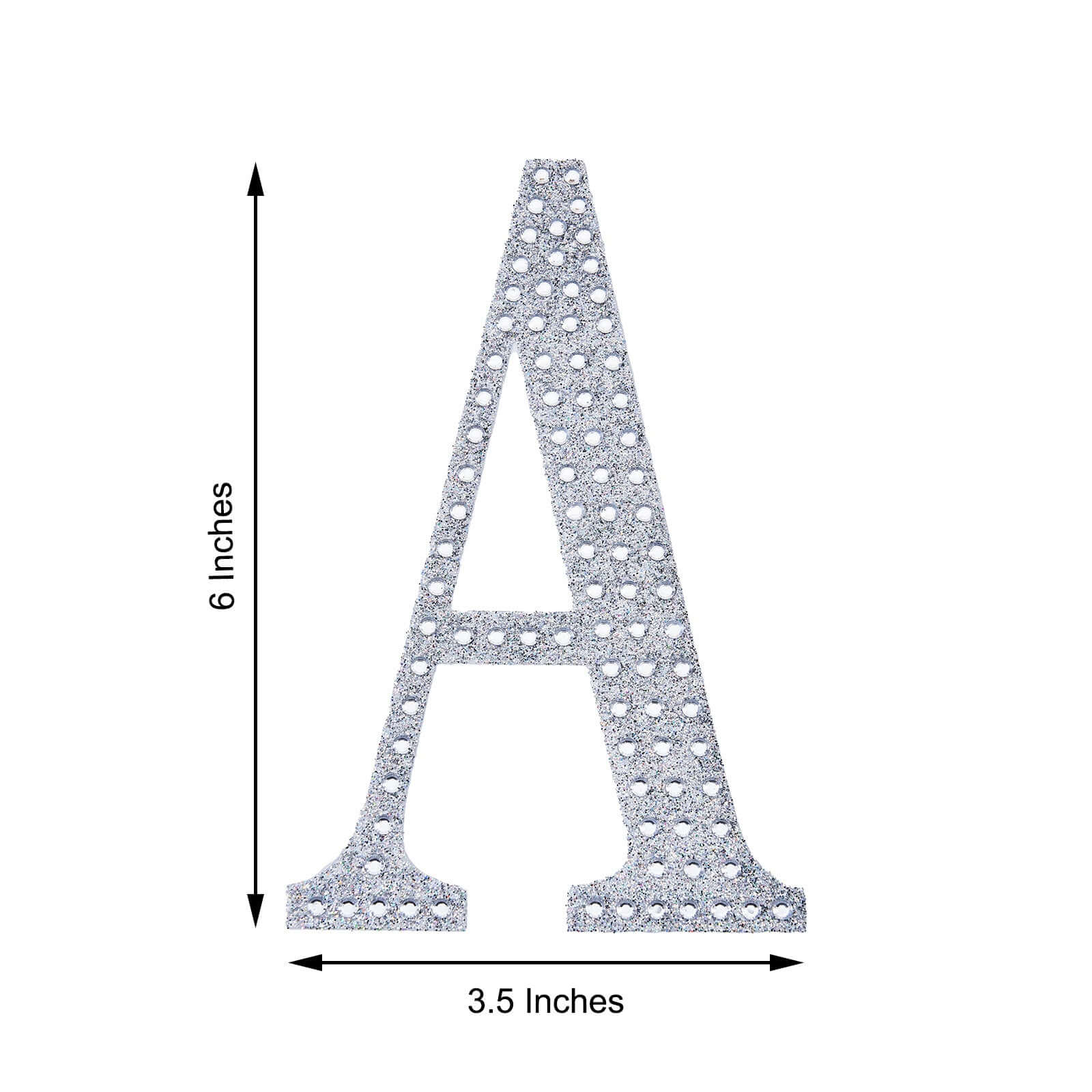 Decorative Rhinestone Alphabet "A" Letter Stickers, Glitter Adhesive Craft Letters Silver DIY Sparkle Embellishments 6"
