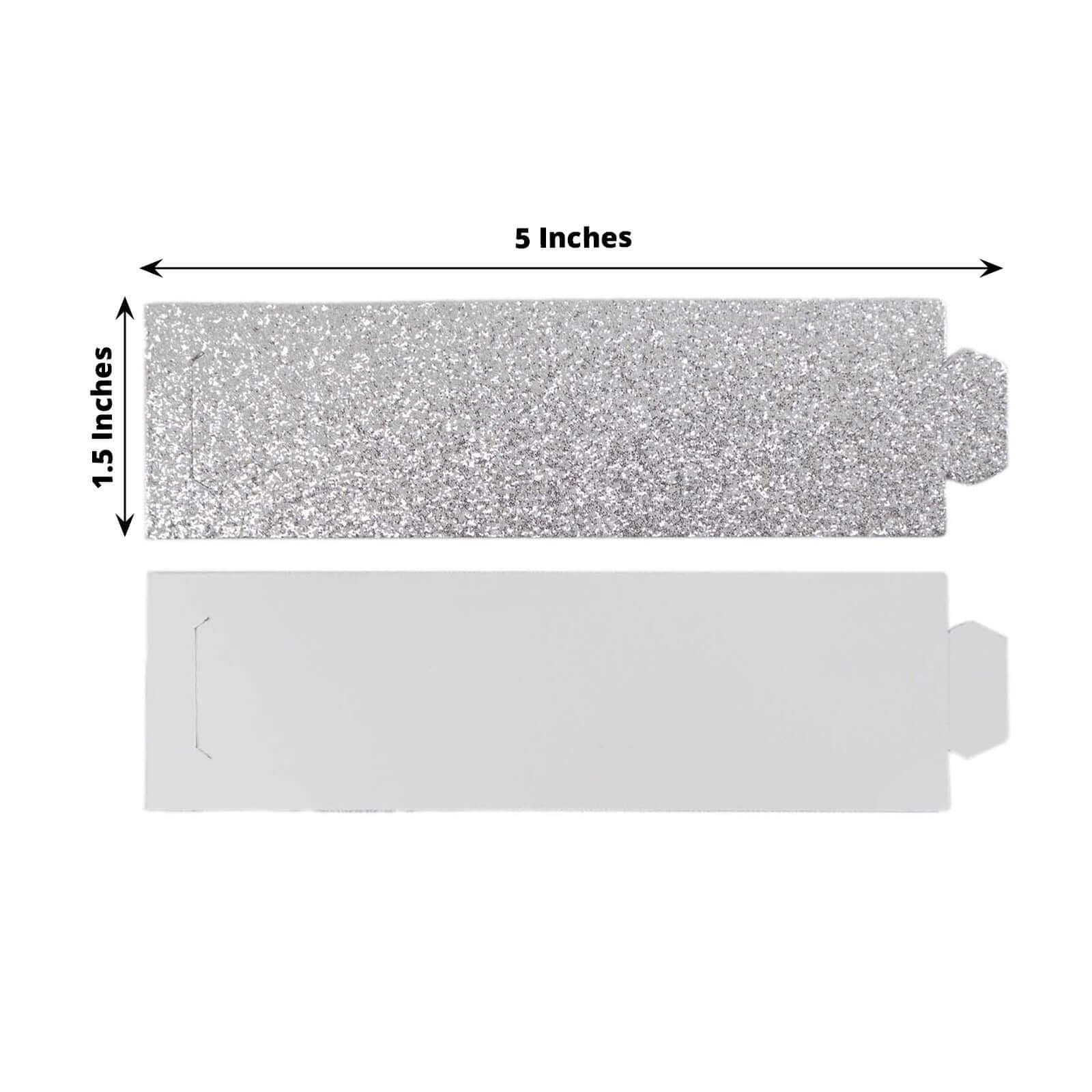 50-Pack Paper Napkin Rings Silver Glitter - Stylish Disposable Napkin Holders 1.5"