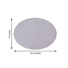 6-Pack Placemats Glitter Design Silver Sparkle Oval - Non-Slip Decorative Table Mats for Dining 12"x18"