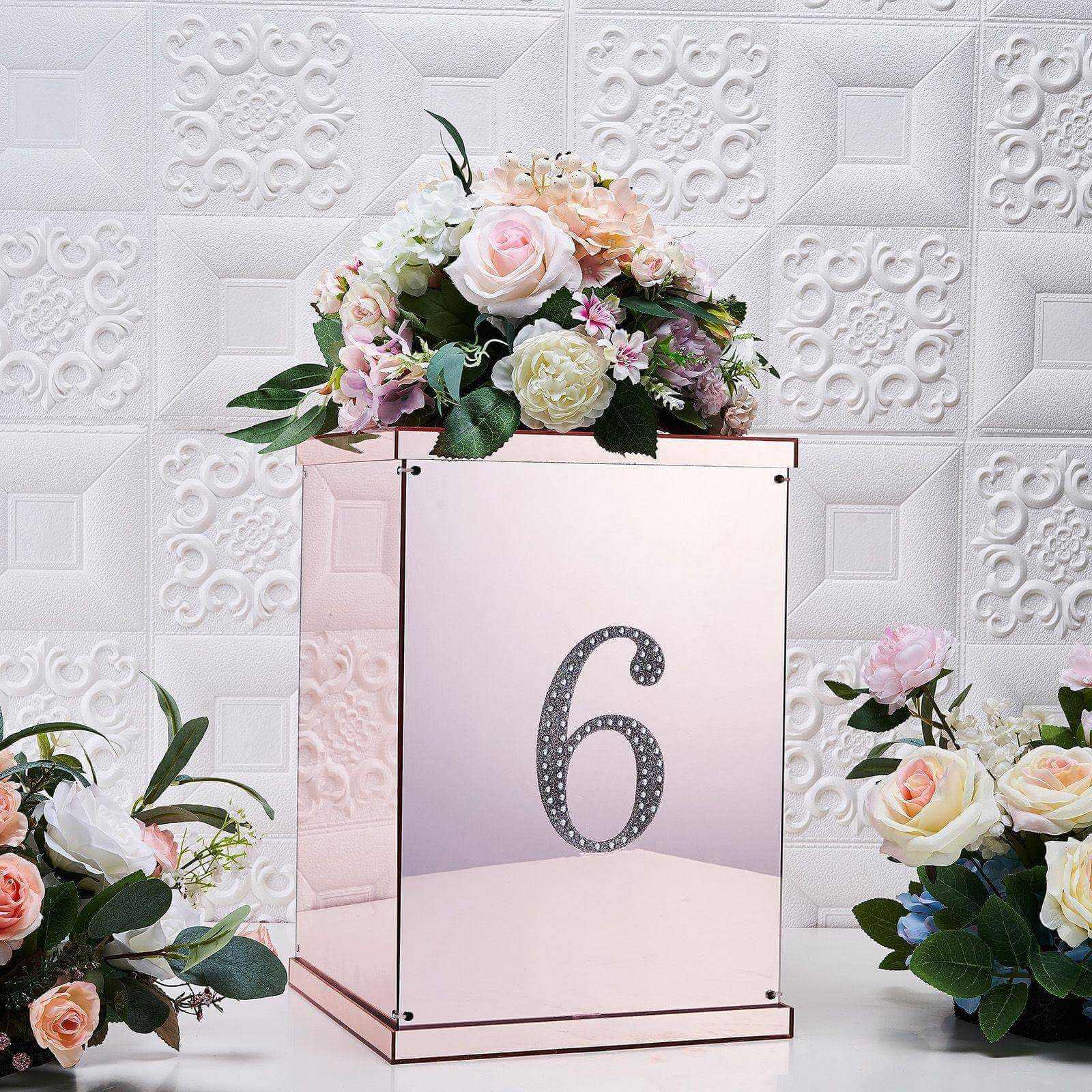 Decorative Rhinestone Number "6" Stickers, Glitter Adhesive Craft Numbers Silver DIY Sparkle Embellishments 6"