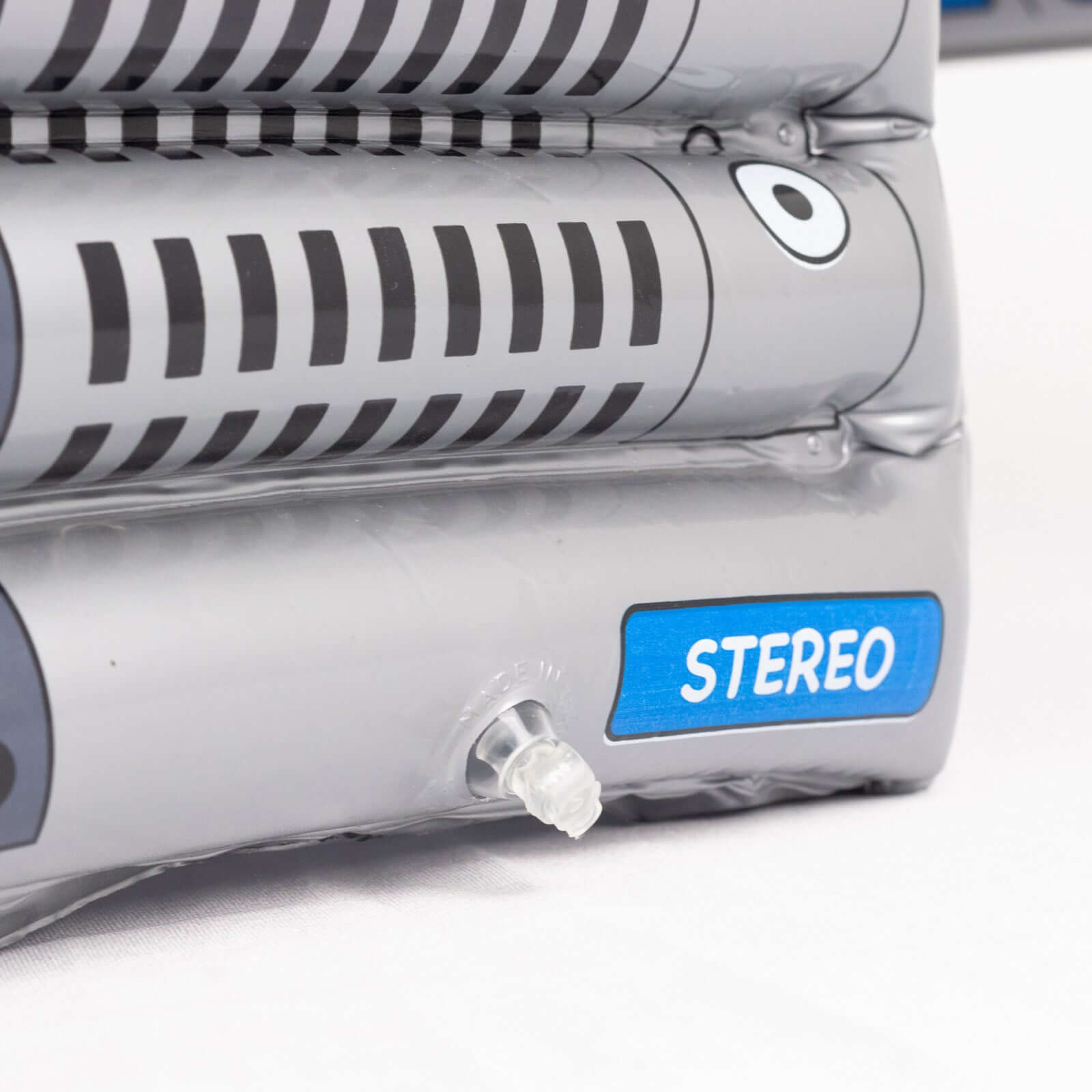 Silver Inflatable Ice Beverage Cooler with 80's Boom Box Design - Party Drink Container for Pool Events 24"x12"