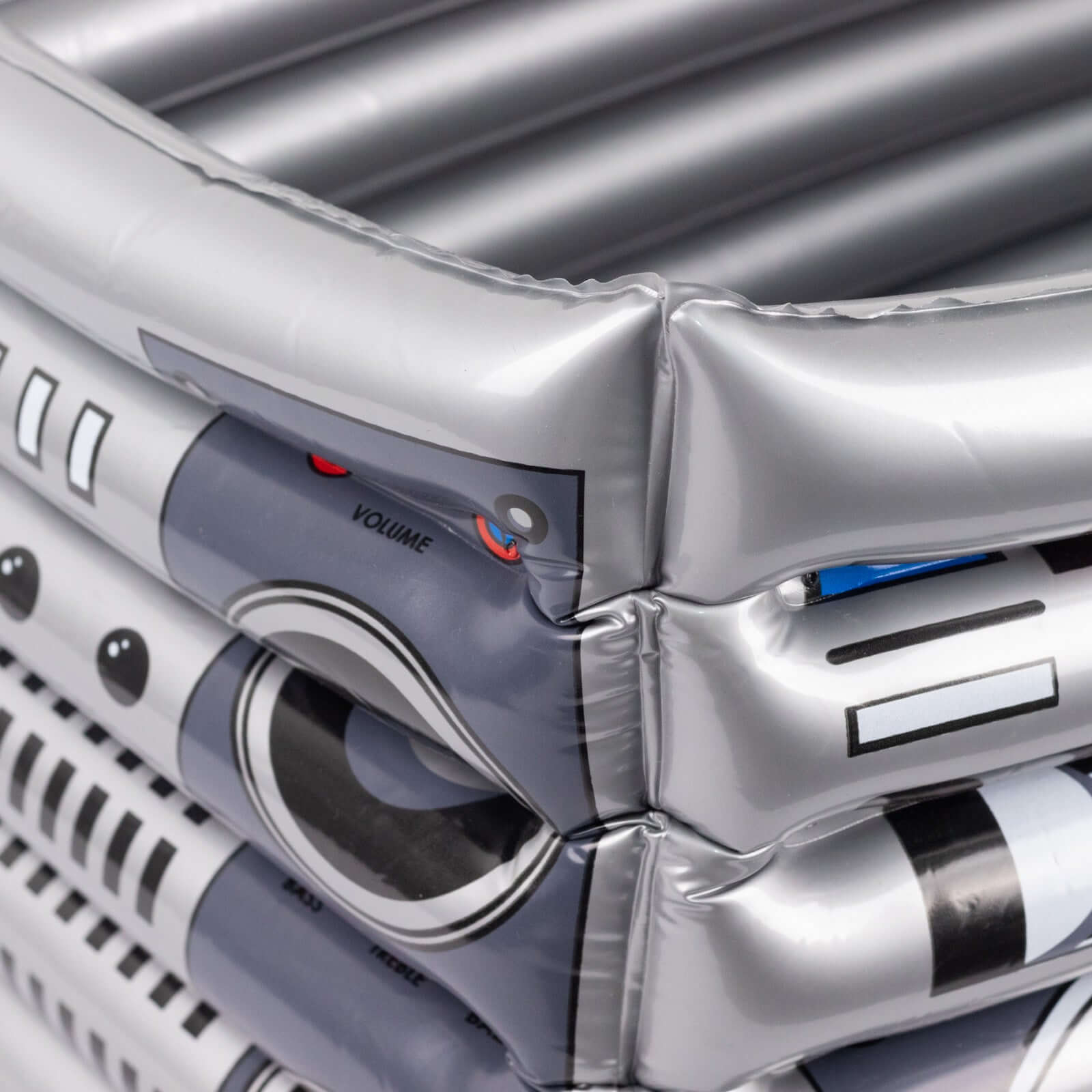 Silver Inflatable Ice Beverage Cooler with 80's Boom Box Design - Party Drink Container for Pool Events 24"x12"