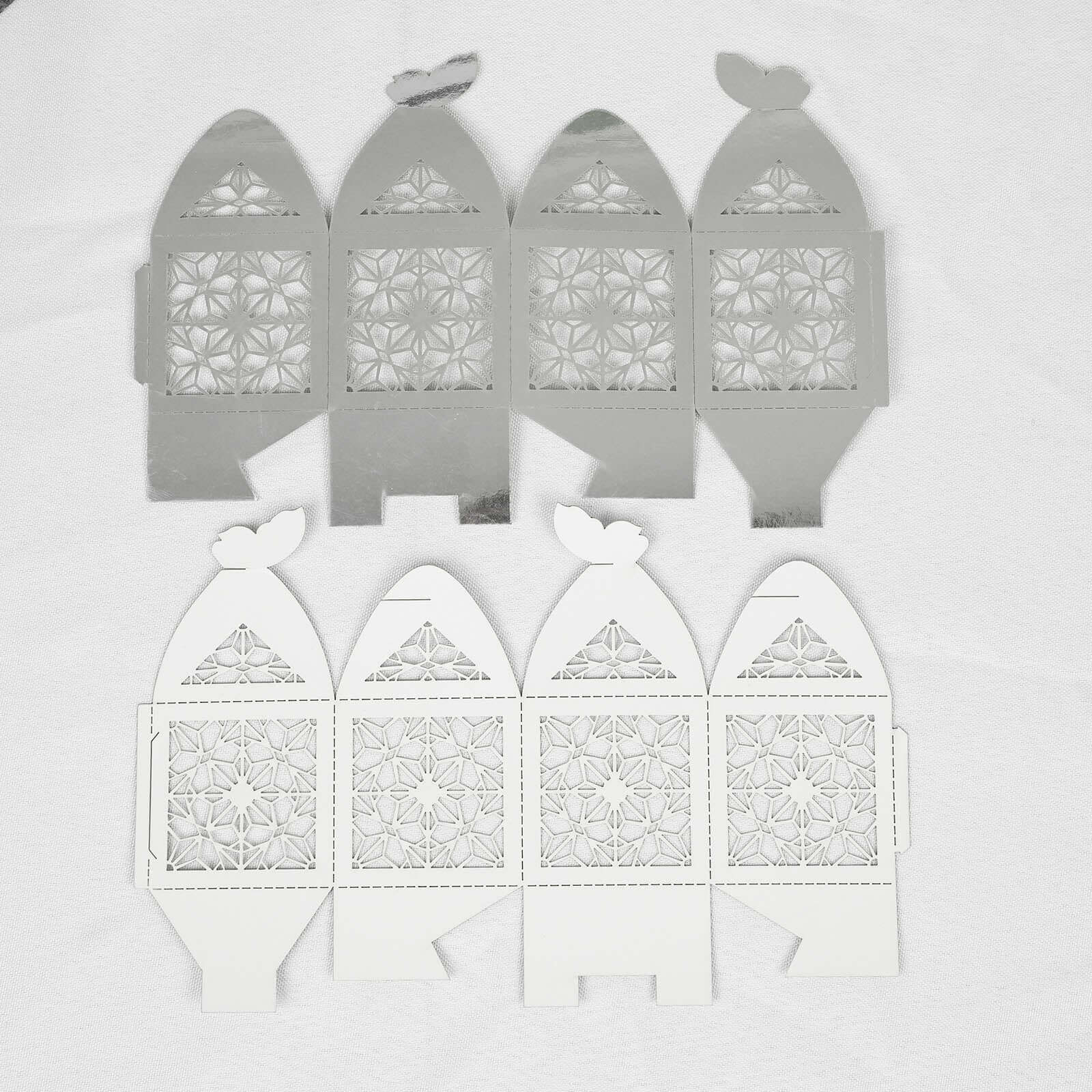 25 Pack Silver Butterfly Top Laser Cut Lace Favor Candy Gift Boxes