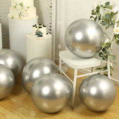 10 Pack Silver Biodegradable Balloons, 18" Thickened Extra Strong Eco-friendly Latex Helium Party Balloons