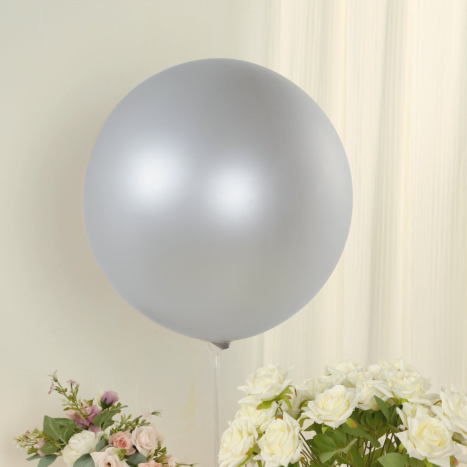 5 Pack Large Silver Biodegradable Balloons, 36" Thickened Extra Strong Eco-friendly Latex Helium Party Balloons