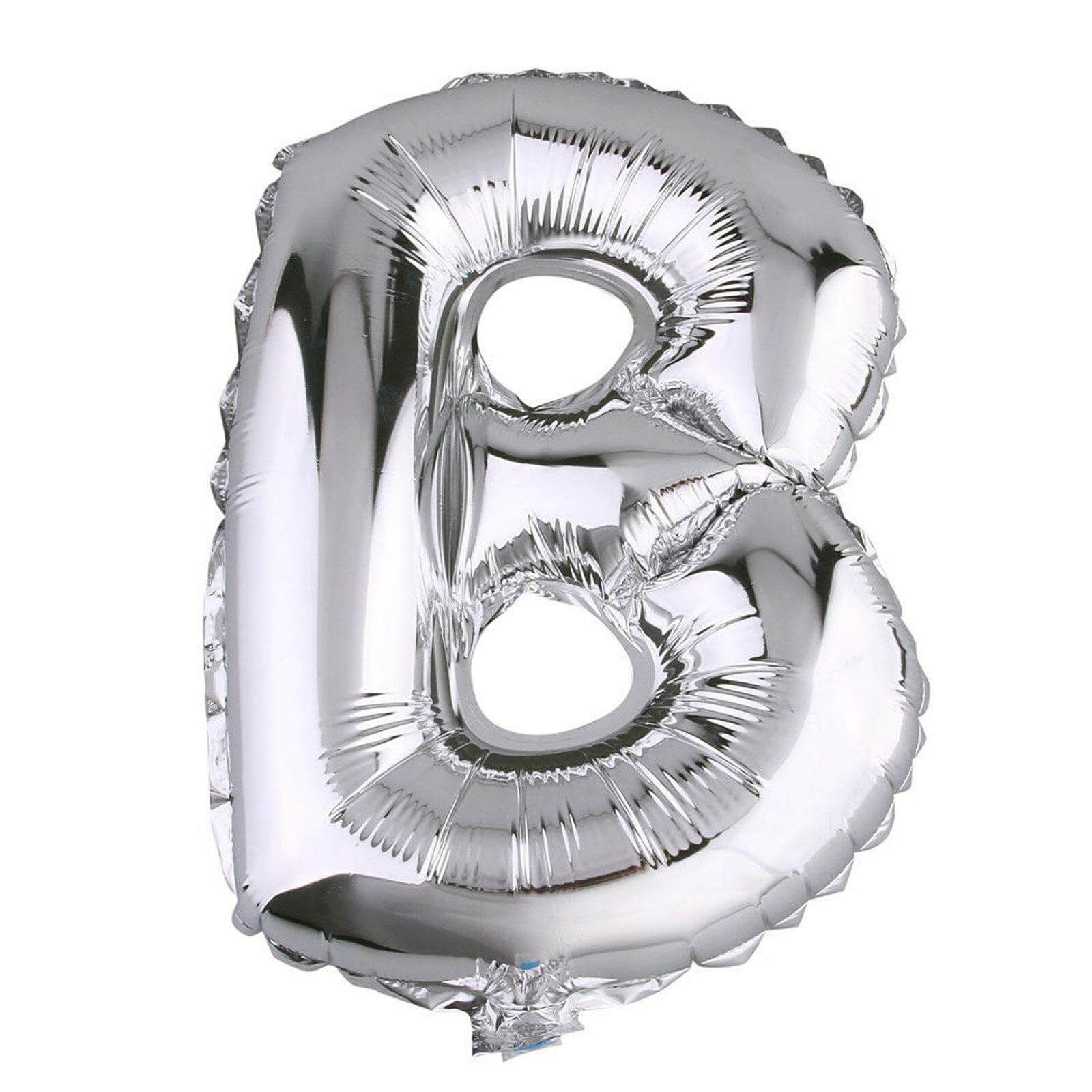 35" Silver Letter and Number Balloons, Metallic Mylar Foil Helium Air Balloons