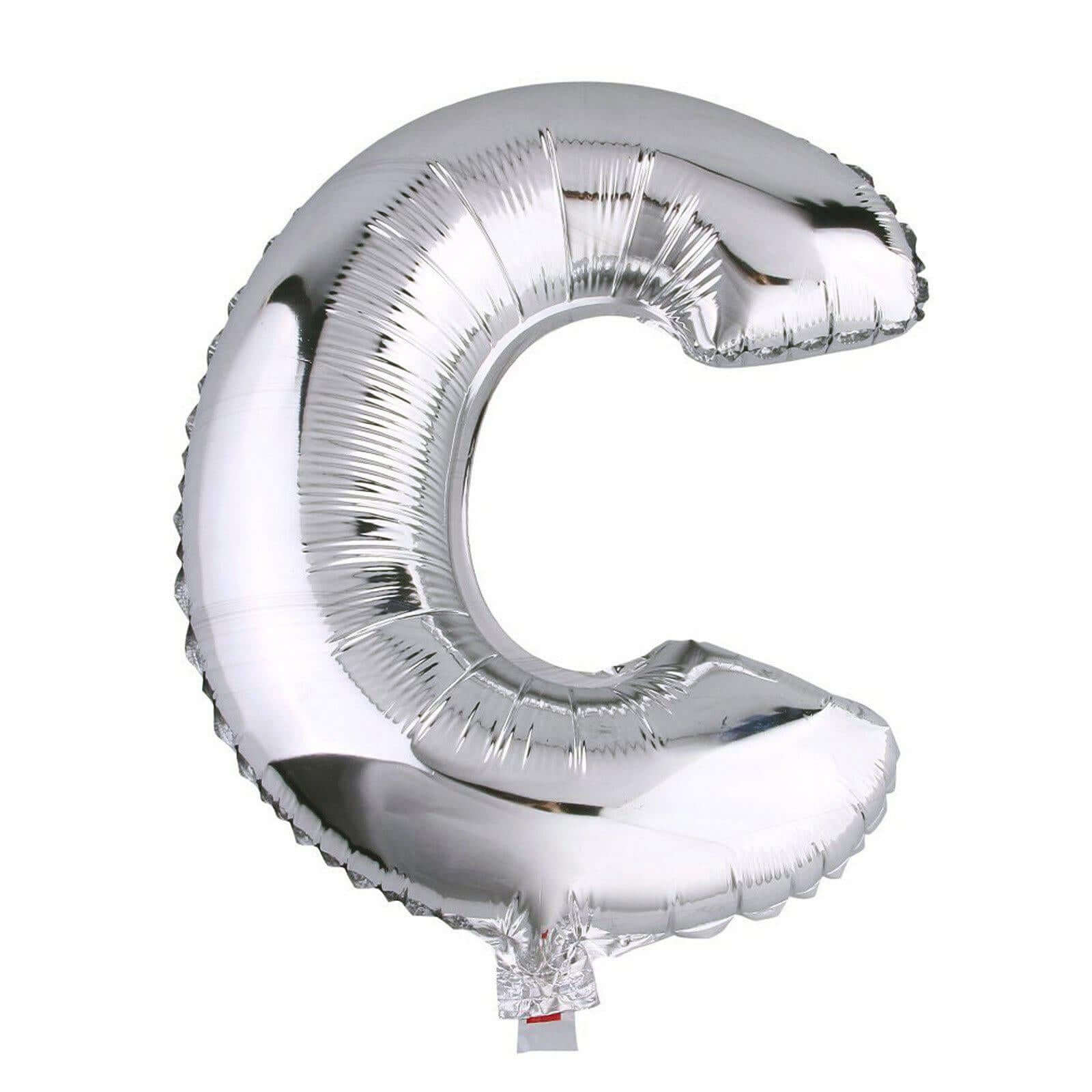 35" Silver Letter and Number Balloons, Metallic Mylar Foil Helium Air Balloons