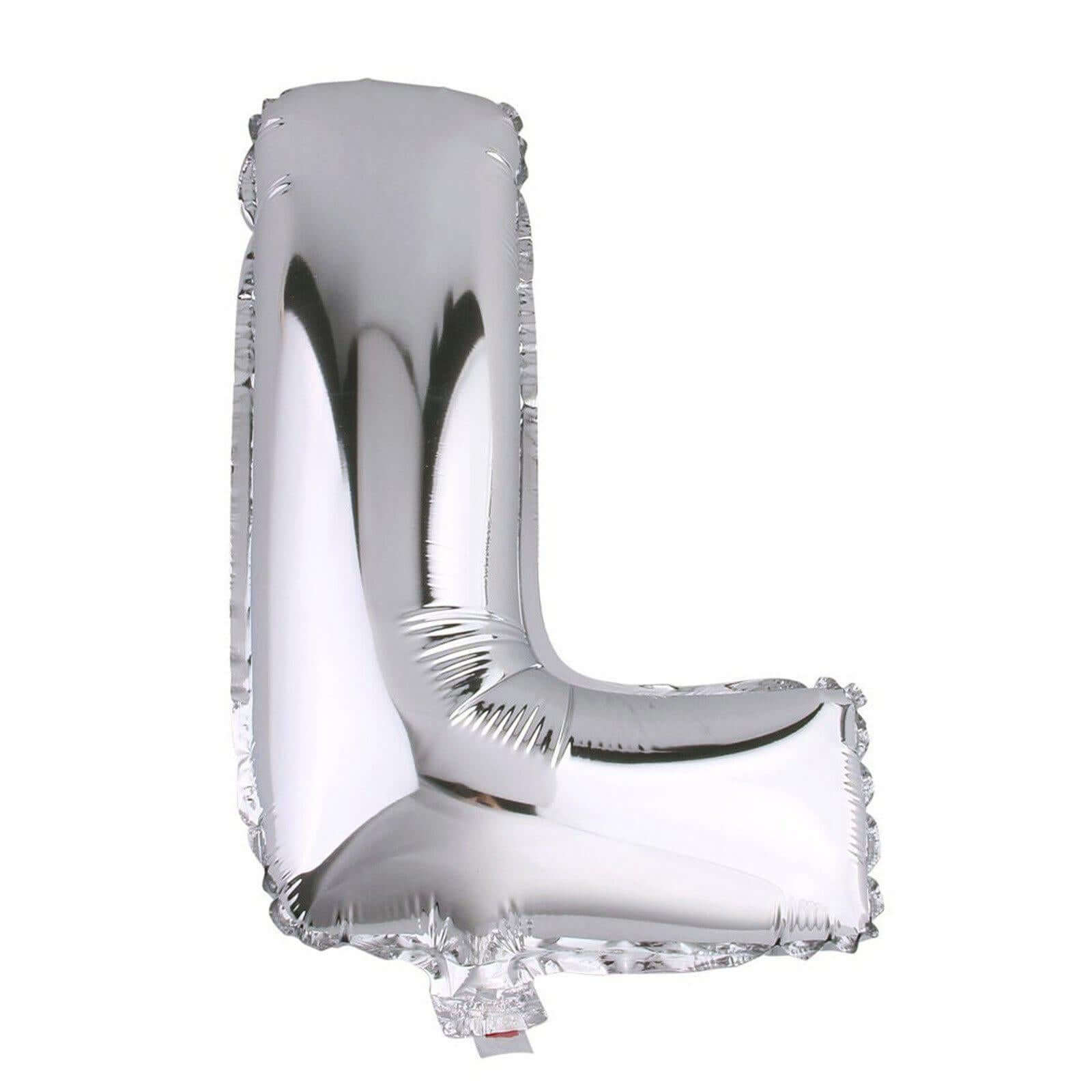 35" Silver Letter and Number Balloons, Metallic Mylar Foil Helium Air Balloons