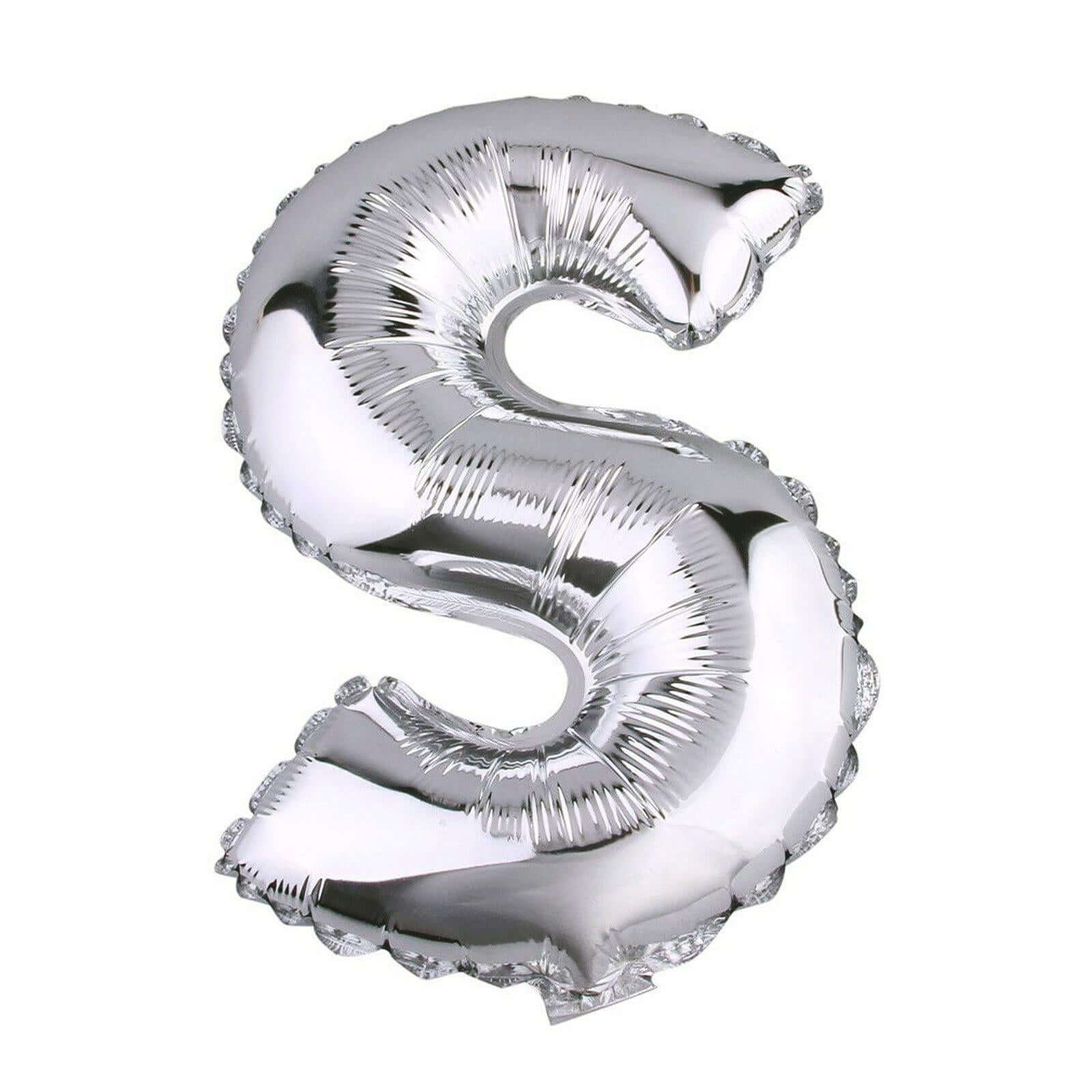 35" Silver Letter and Number Balloons, Metallic Mylar Foil Helium Air Balloons