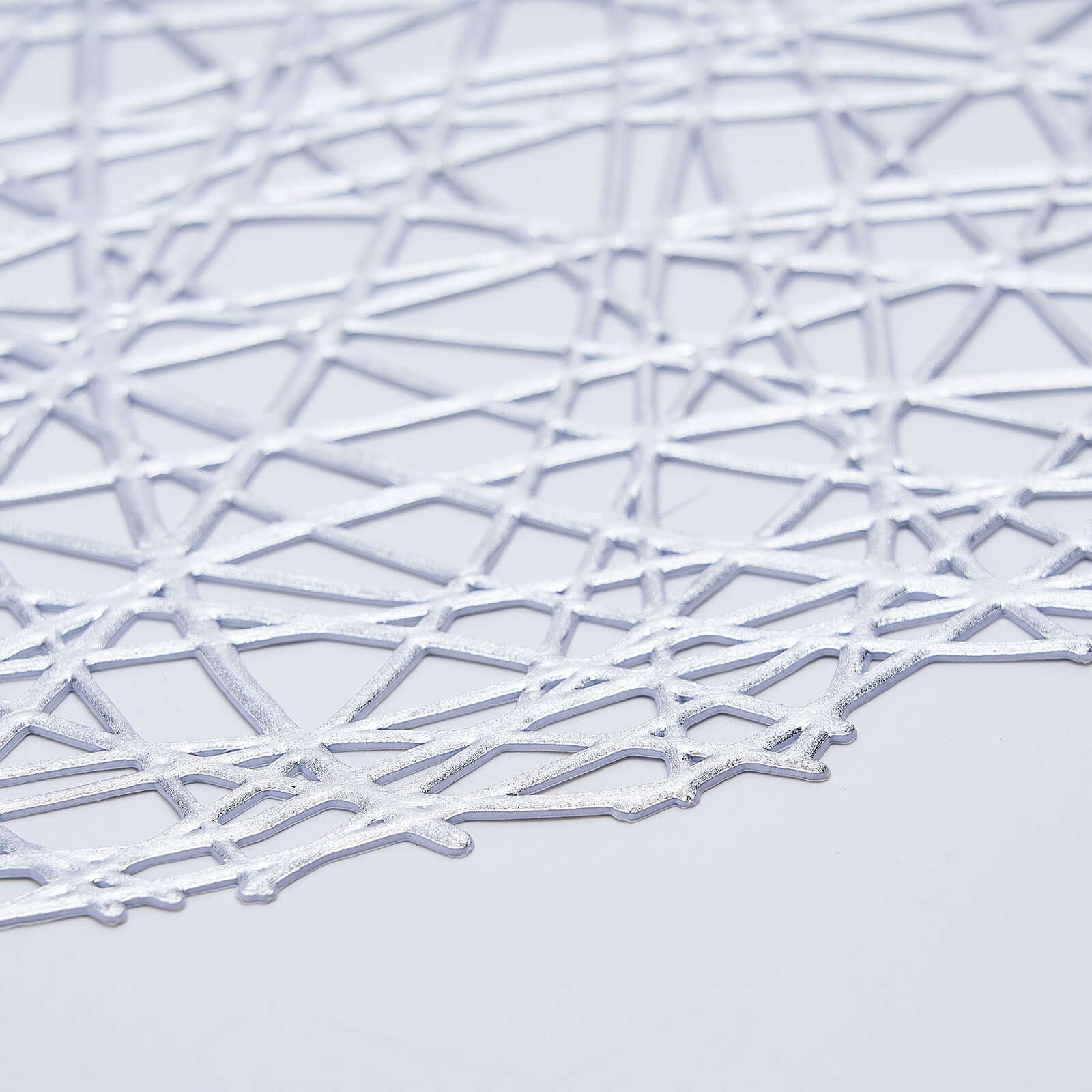 6-Pack Vinyl Placemats Silver Woven Design - Durable Non-Slip Round Table Mats for Dining 15"