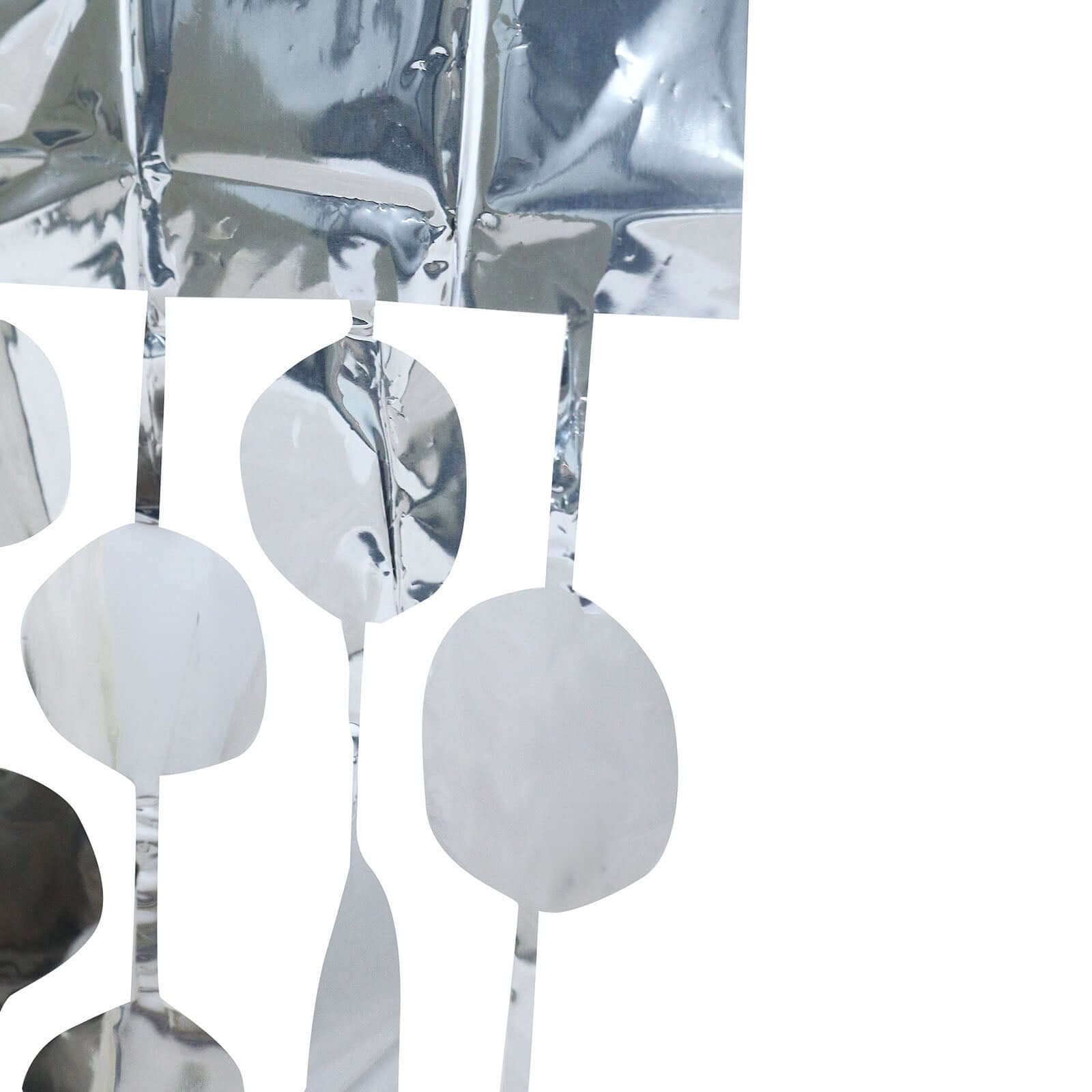 Silver Round Chain Foil Fringe Curtain Party Backdrop, Metallic Silver Tinsel Streamer Party Decor - Door Window Foil Curtain - 3ftx6.5ft