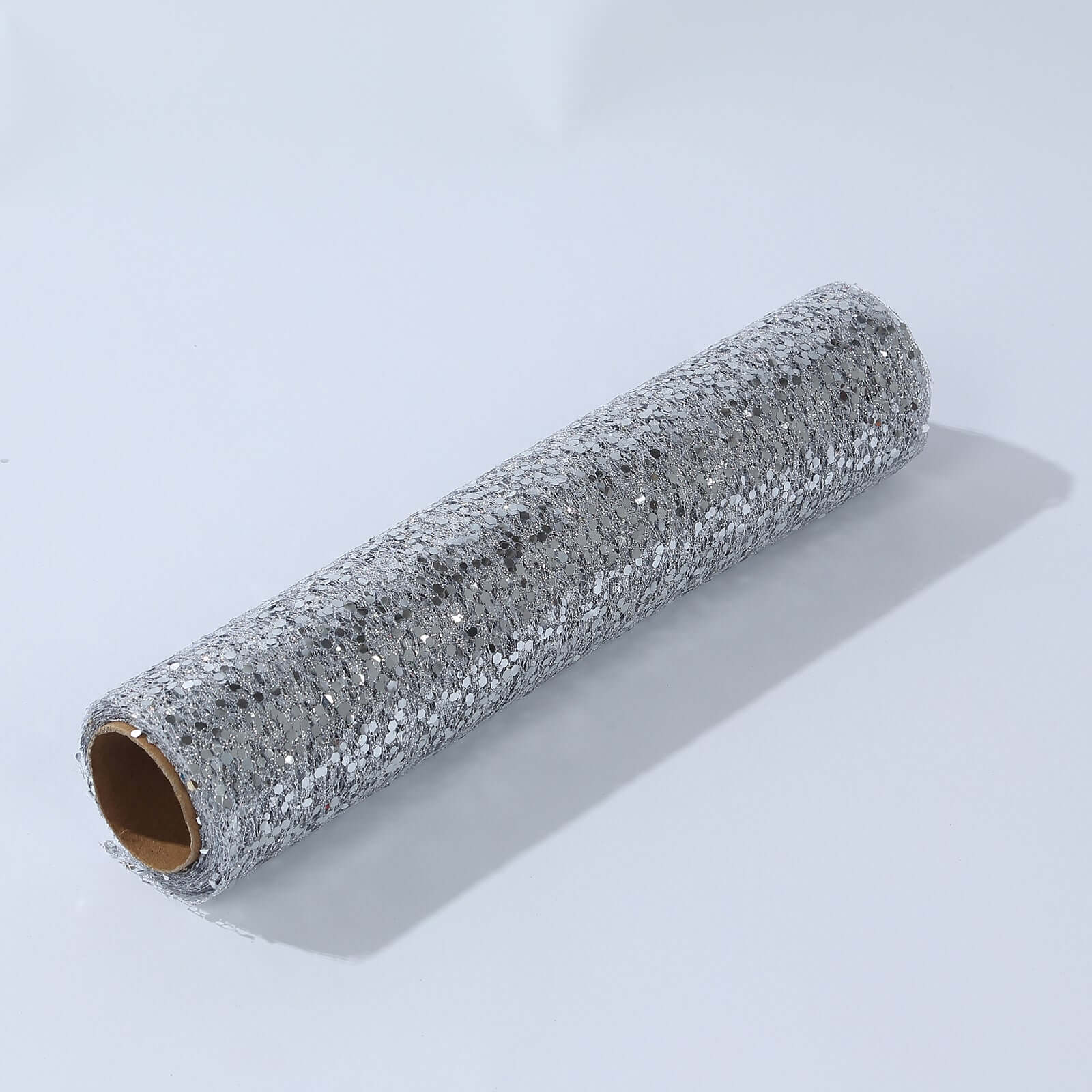 Mesh 11"x108" Table Runner Metallic Silver – Glitter Design for Convenient Event Decoration