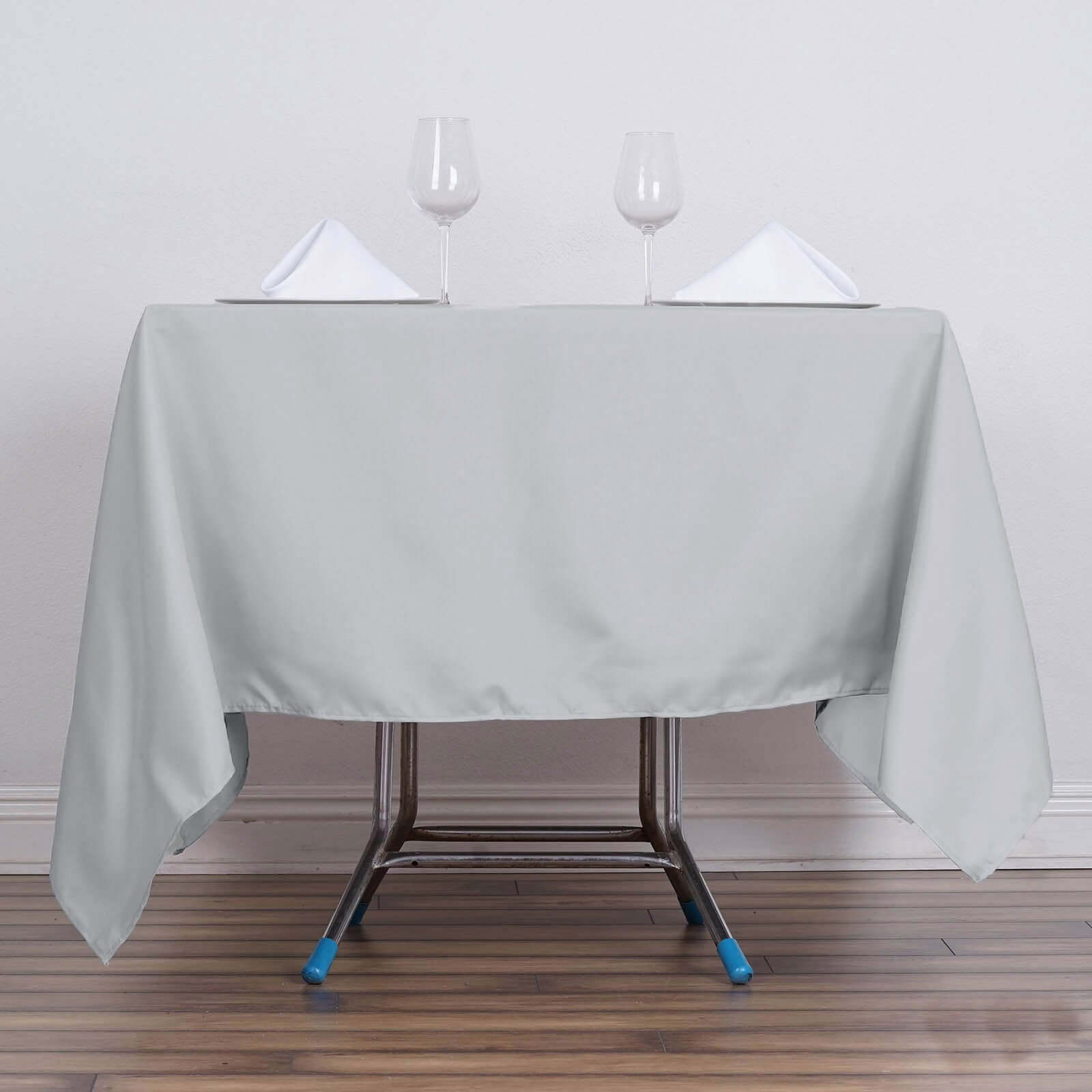 Polyester 70"x70" Table Overlay Square Tablecloth Silver - Wrinkle-Resistant & Durable Table Cover