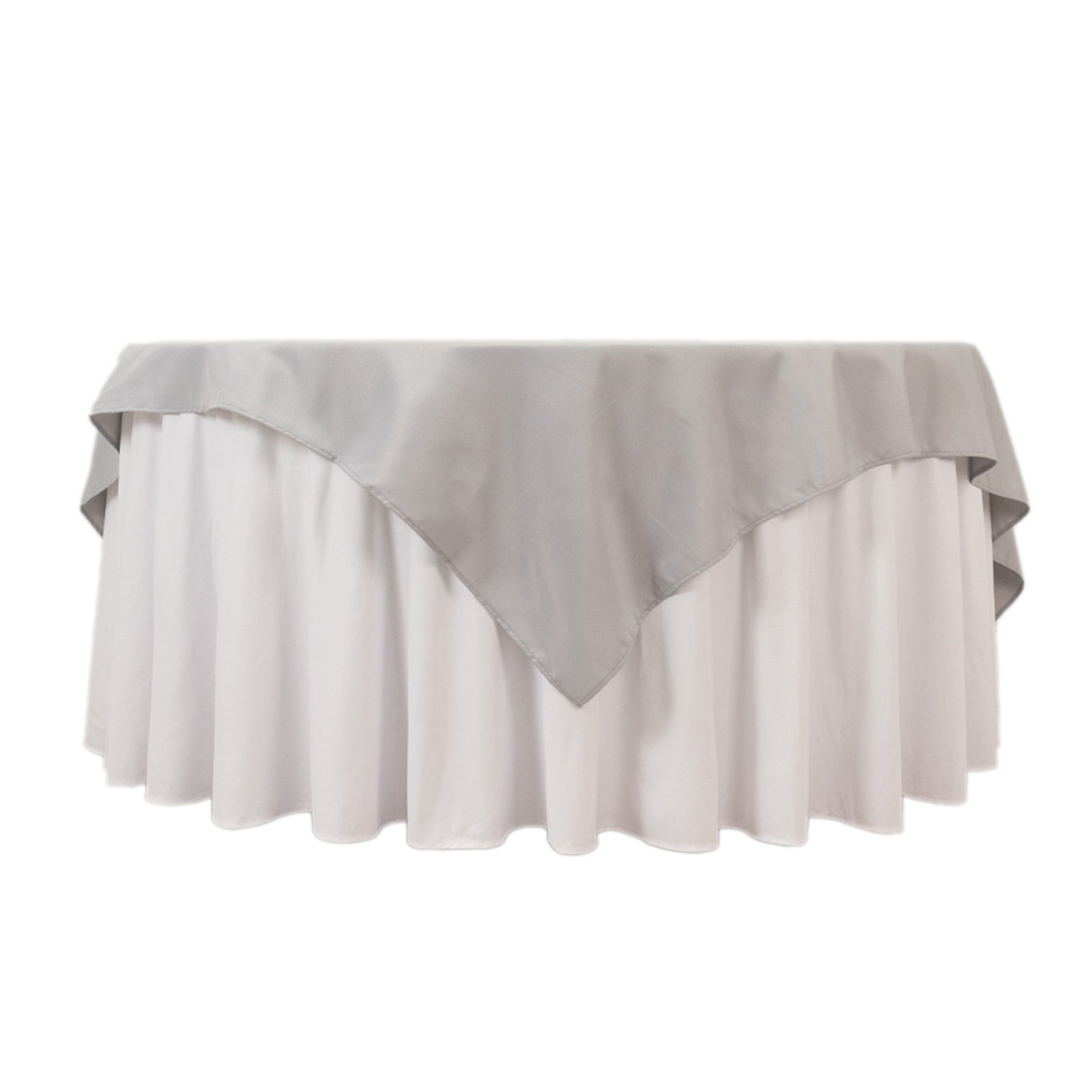Premium Polyester 70"x70" Table Overlay Square Tablecloth Silver 220GSM Wrinkle-Resistant Table Cover