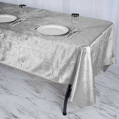 Premium Velvet 60"x102" Rectangle Tablecloth Silver - Reusable & Soft Table Cover