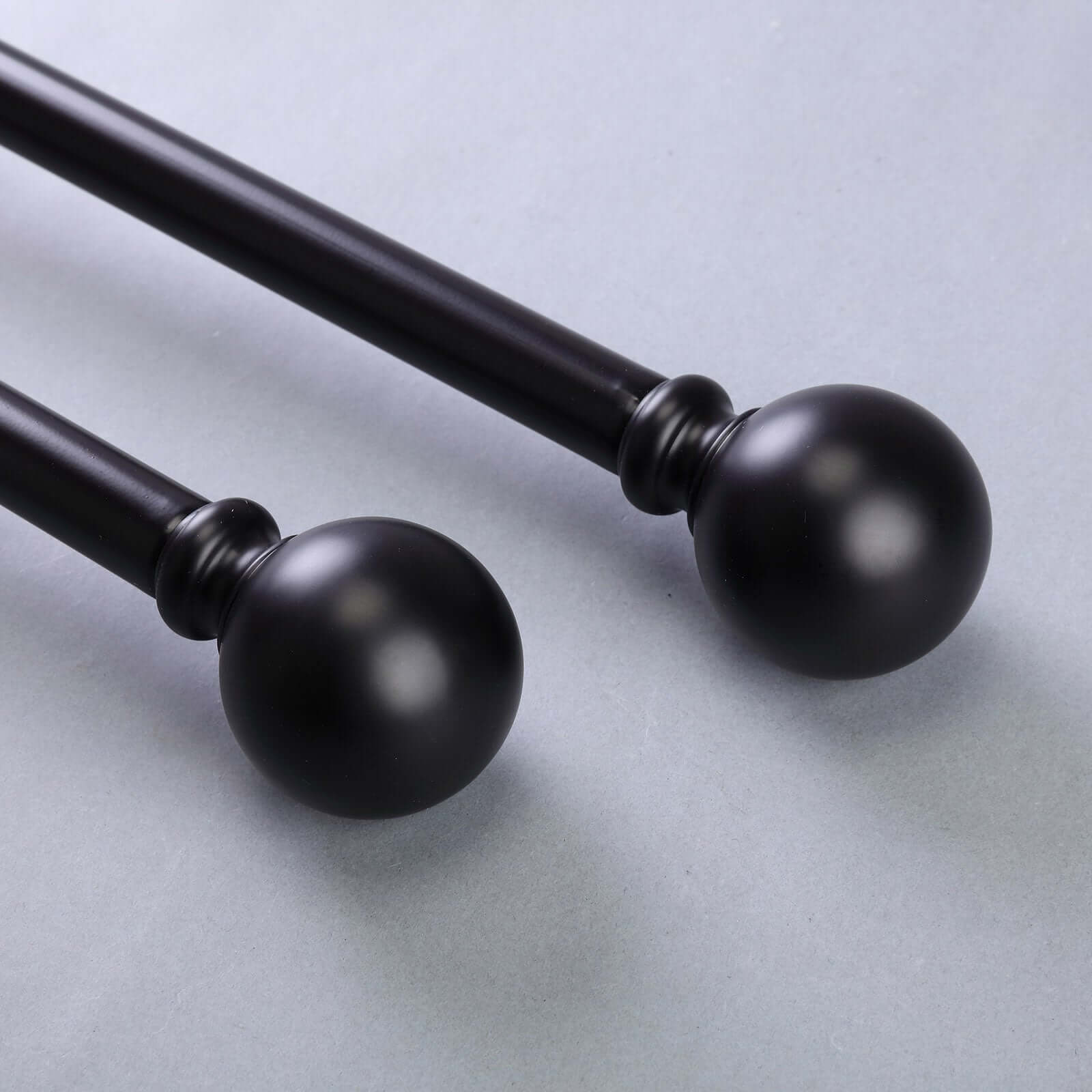 42"-126" Adjustable Curtain Rod Sets, Black, Round Finials