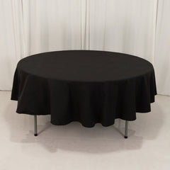 Cotton Blend 90" Round Tablecloth Black - Wrinkle-Resistant Table Cover