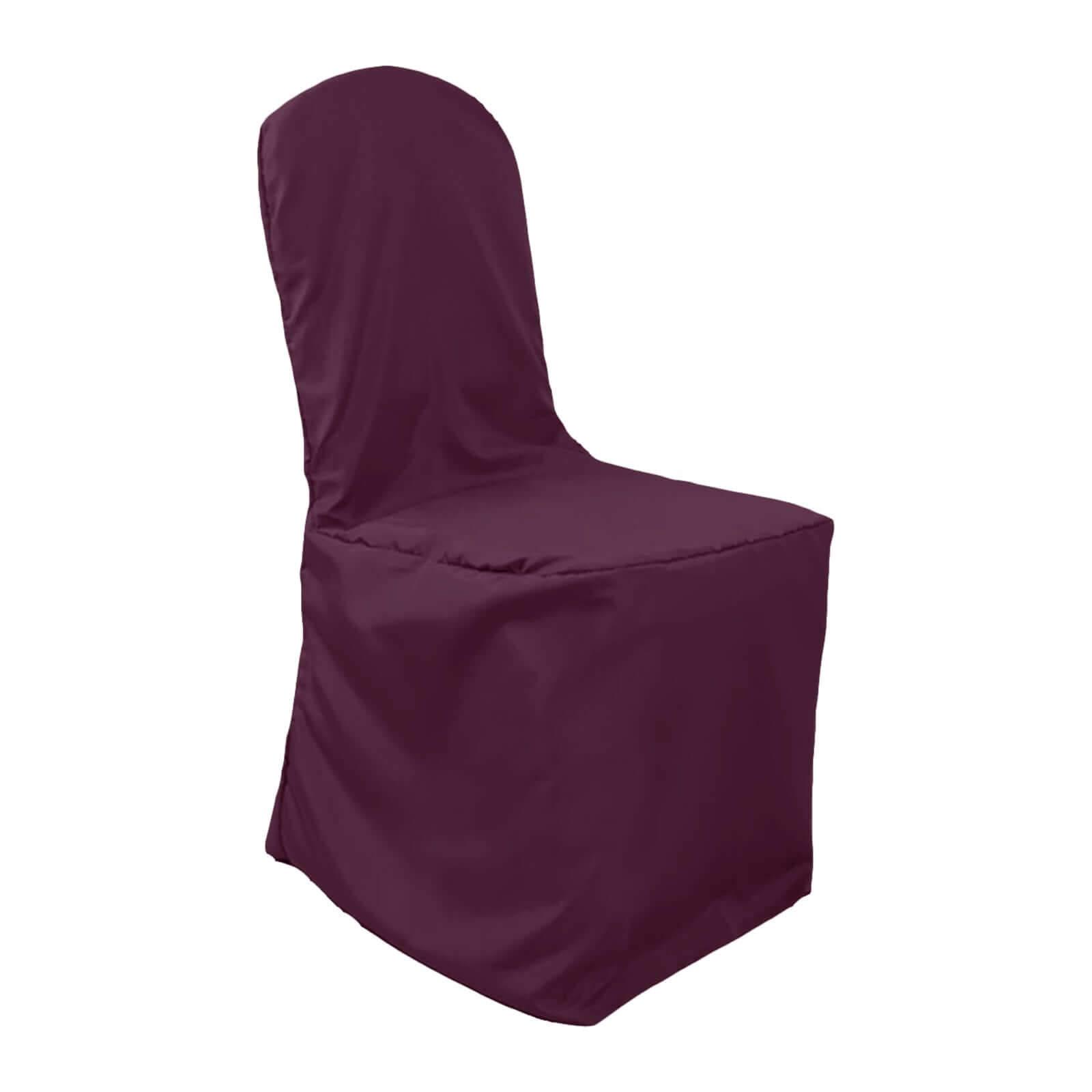 Polyester Slip On Banquet Chair Covers Burgundy - Stain-Resistant Reusable Durable Fabric